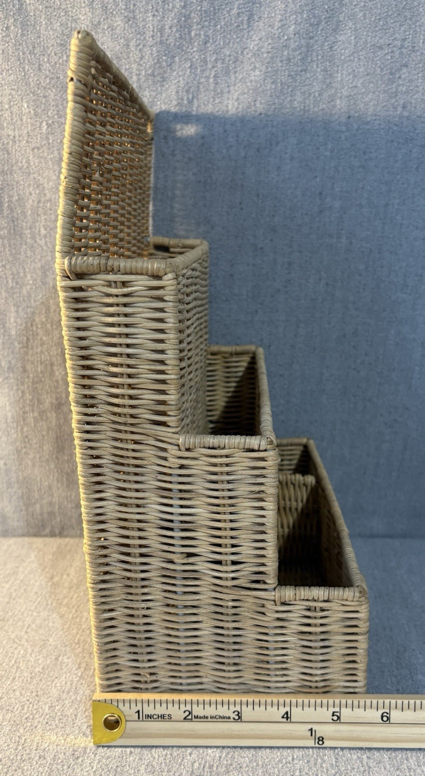 Vintage 4 Slot Wicker Wall Hanging Or Desk Letter Mail Crafts Holder Organizer