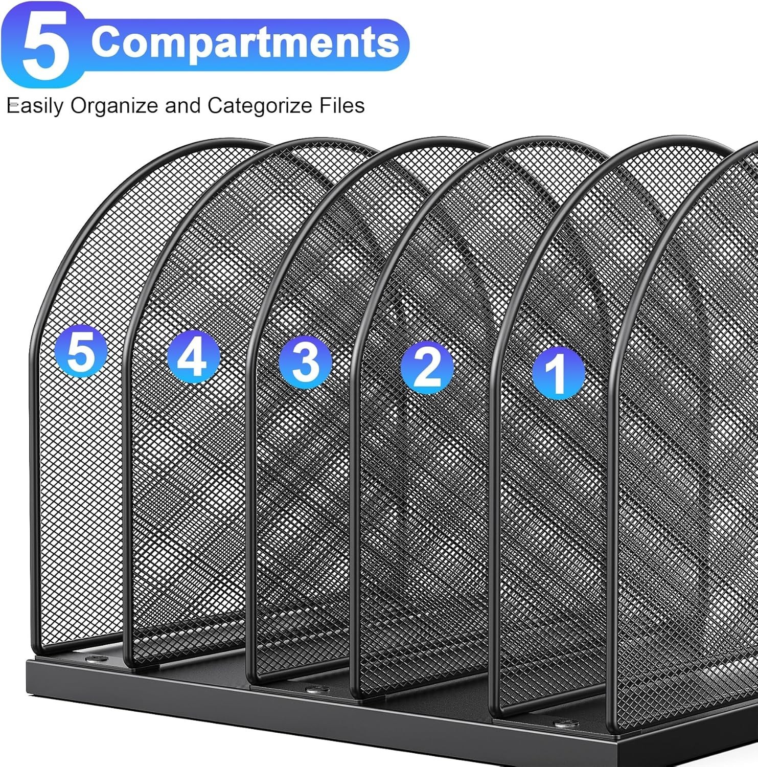 Desktop File Organizer, Desk Organizer with 5 Compartments, Paper Organizer f…