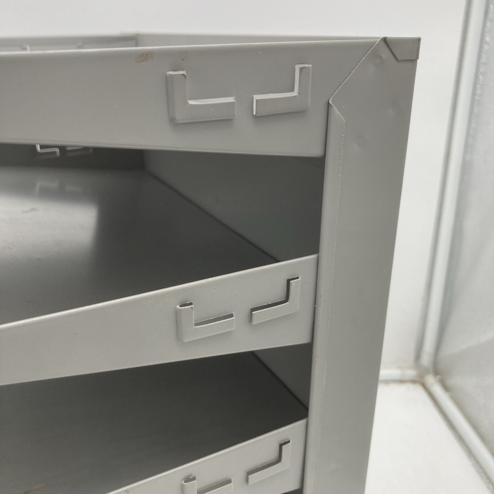 Vtg Industrial Gray Metal Horizontal 6 Tray Slot File Holder Desk Wall Organizer