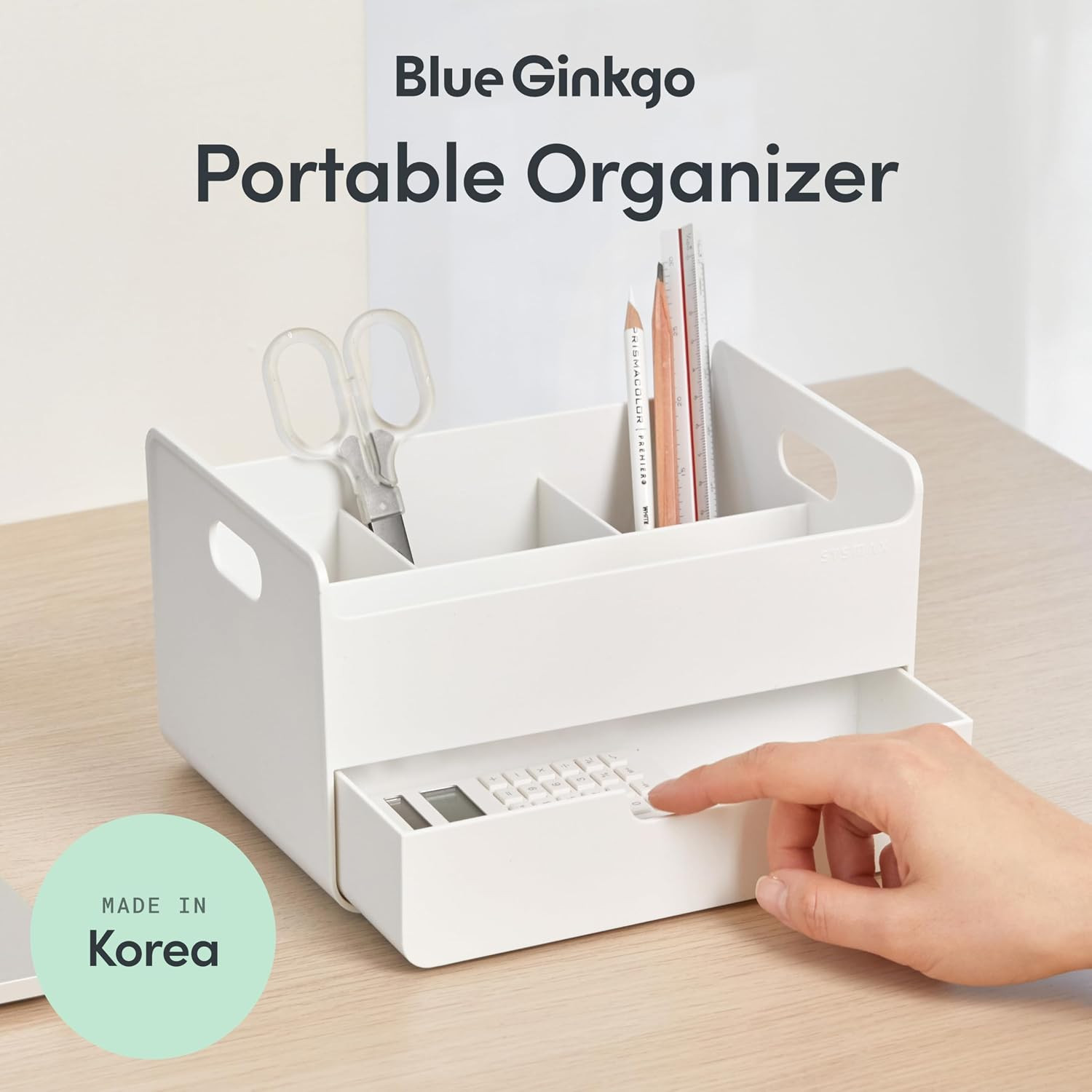 Portable Desk Organizer – Compact 3 Compartment, Half-Drawer Storage – Pen Holde