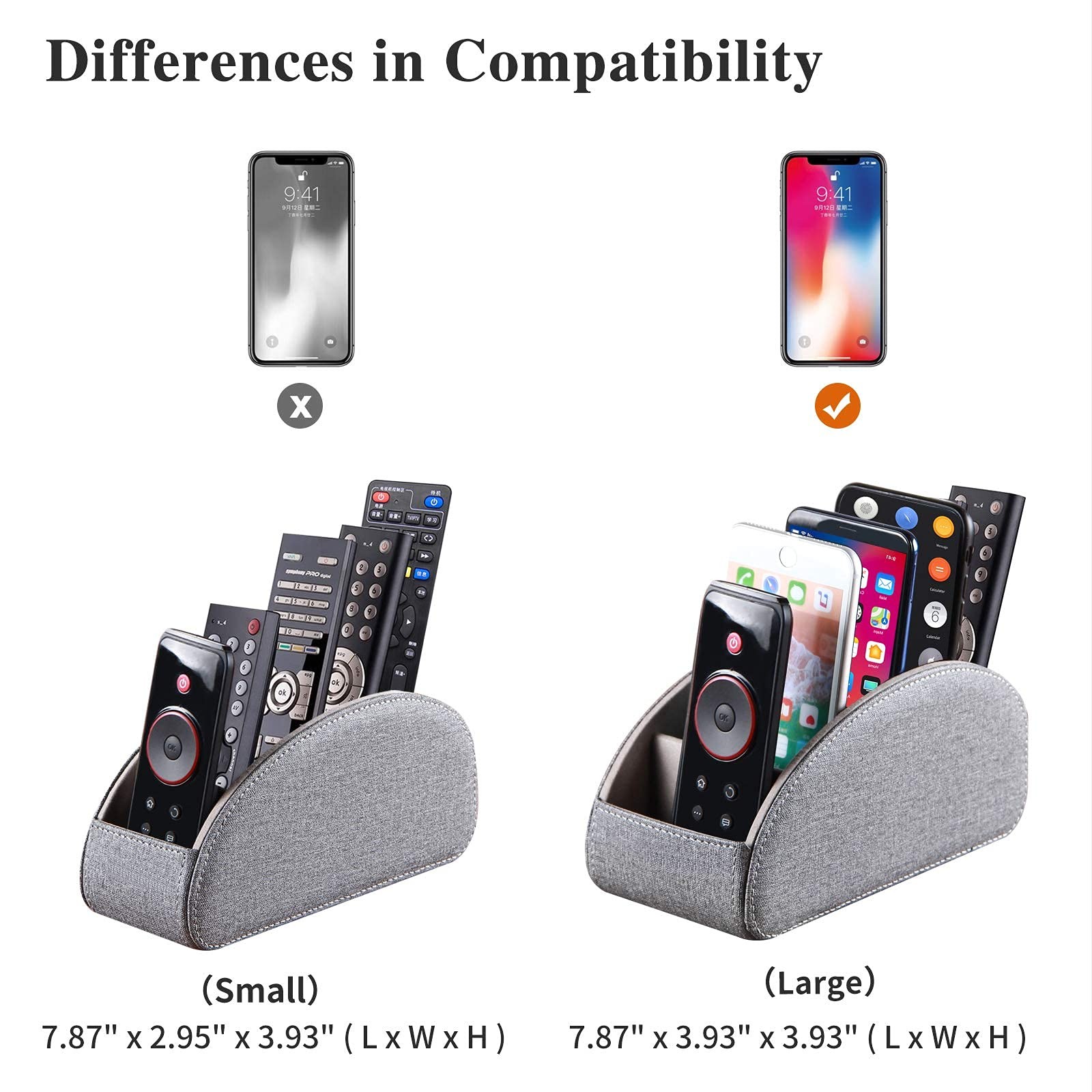 TV Remote Control Holder with 5 Compartments,Pu Leather coffee