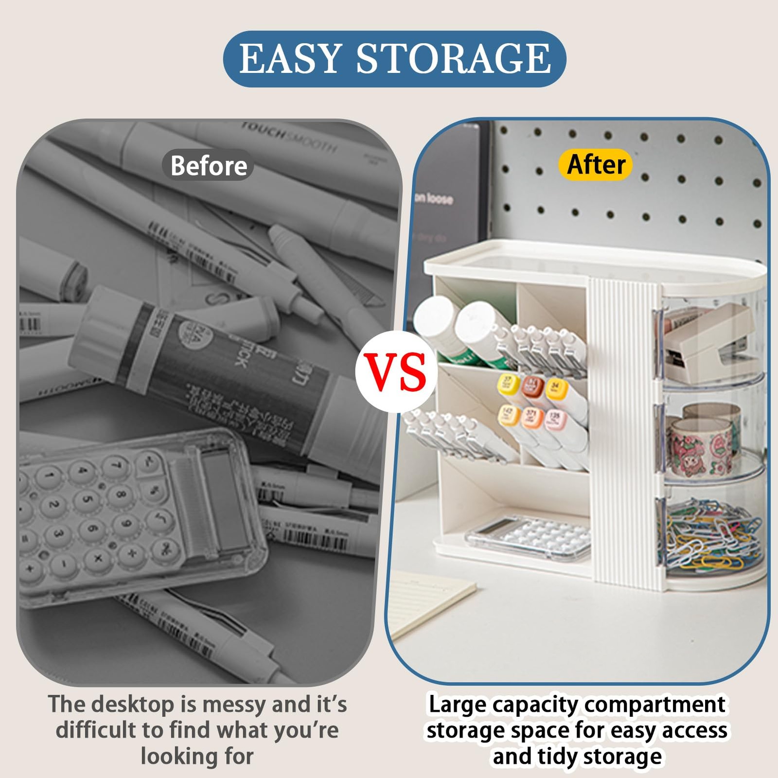 AevumTech Desk Organizer with Pen Pencil Holder for Desk, White