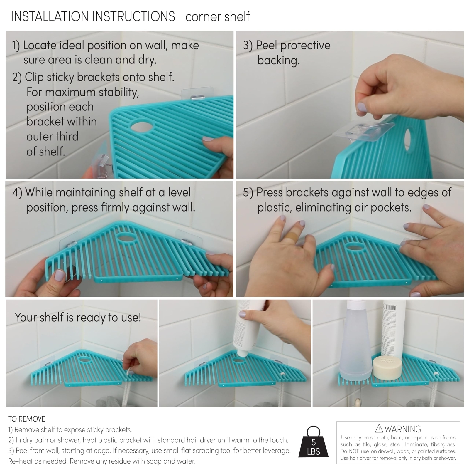 Three by Three Seattle Aquafolio 7-Piece Shower Organizer Set: The Ultimate S…