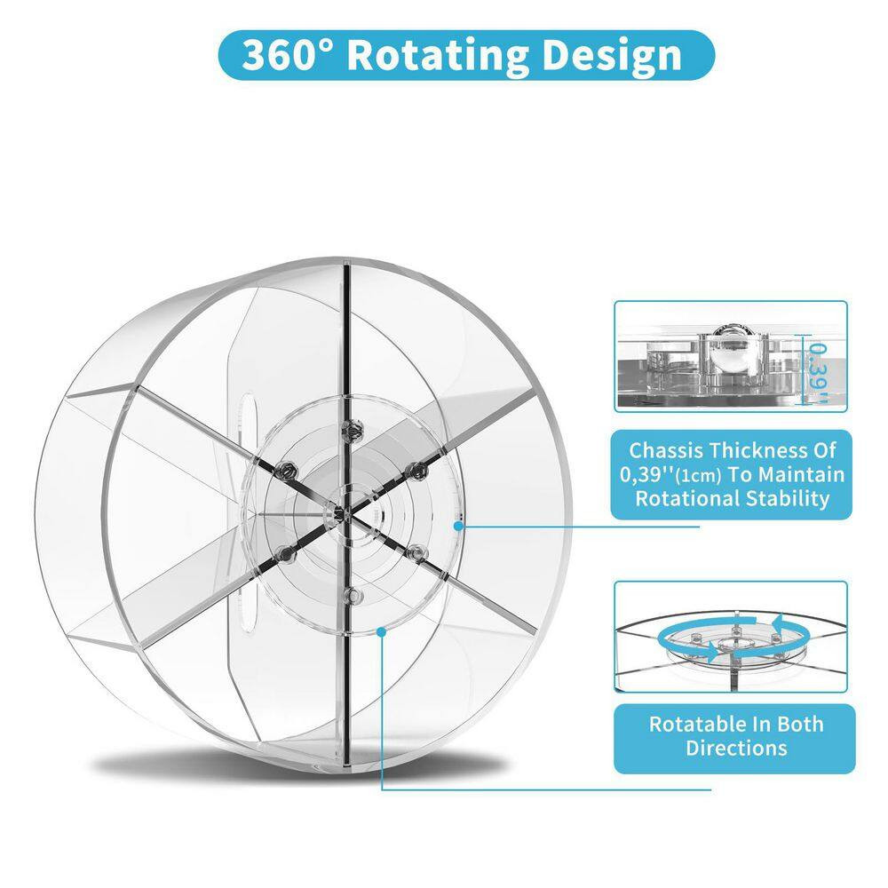 7.48 X 7.48 X 5.31 In. Acrylic Rotating Desk Organizer with 6 Compartments for O