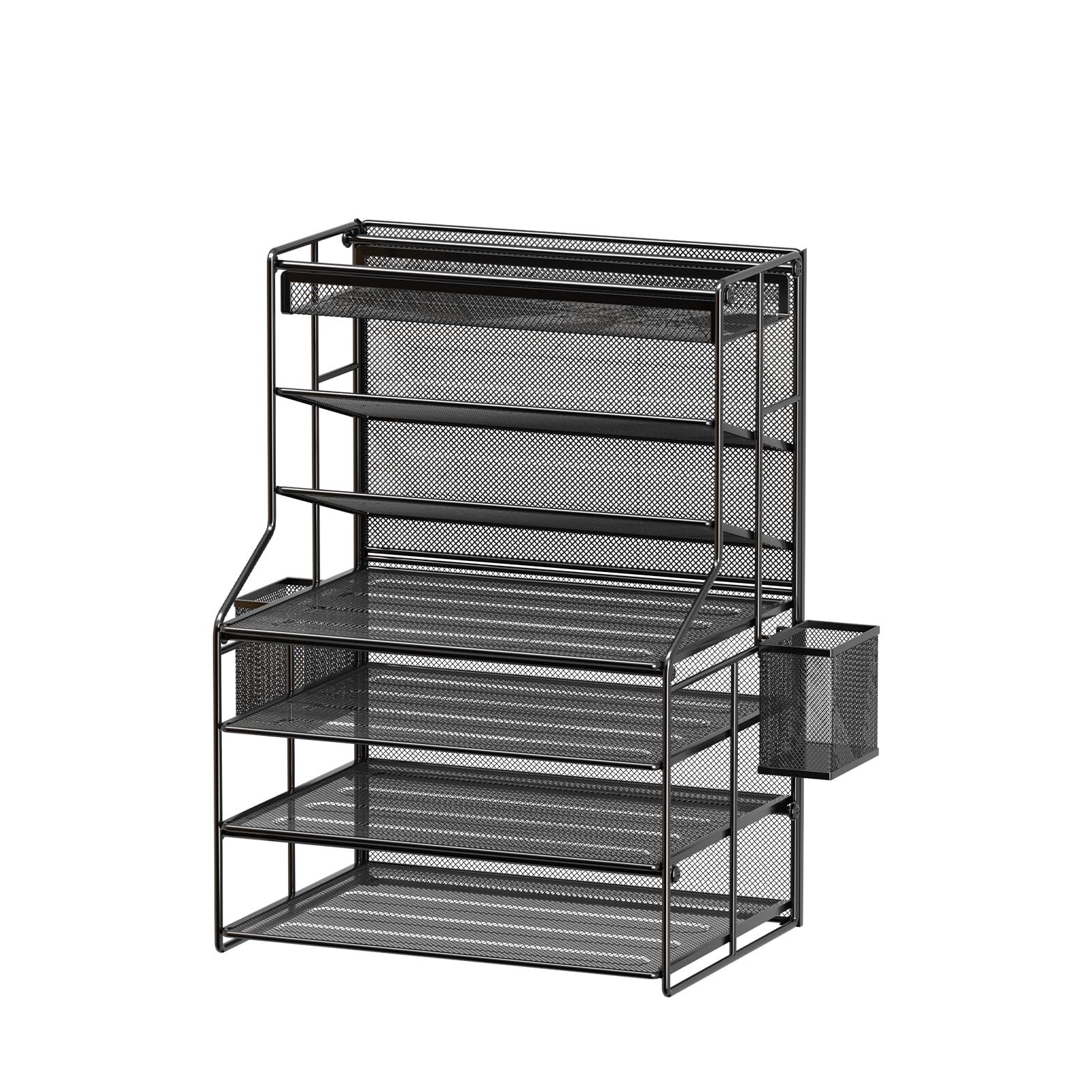7 Tier Desk File Organizer Metal Document Holder Adjustable Shelves Drawer