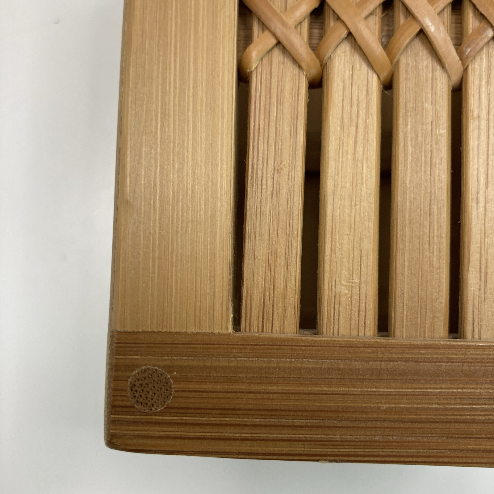 Vtg Bamboo Rattan MCM Planter Desk Organizer 4.5″
