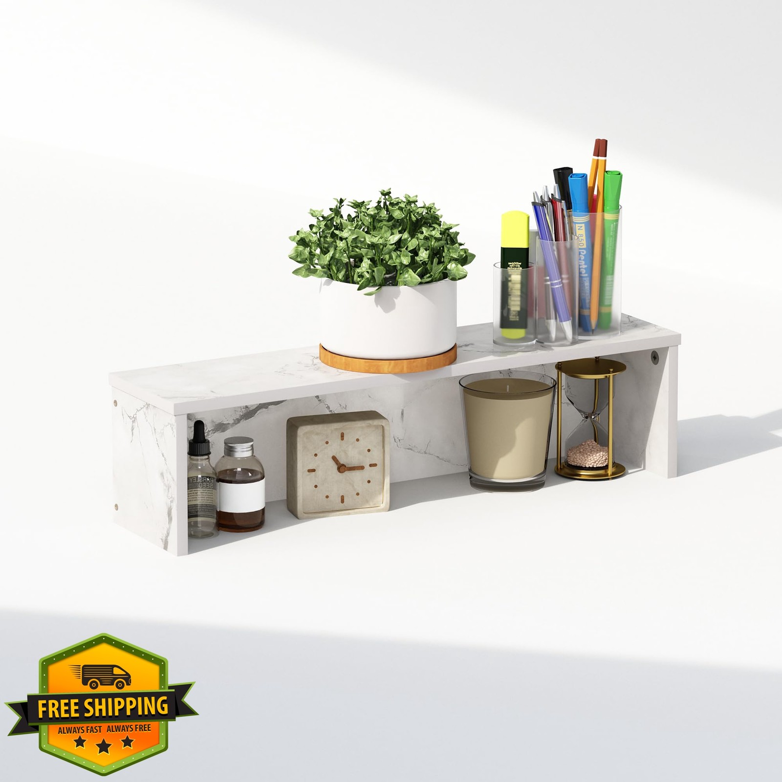 Furinno Marble White Desk Organizer 23.6-Inch