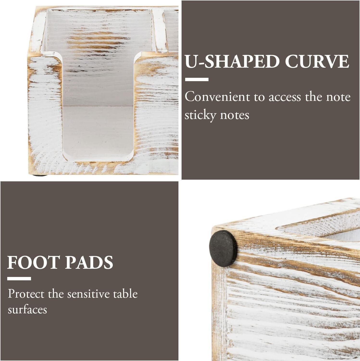 White Wood Sticky Note and Stationery Holder Stand, Office Desktop Storage Caddy