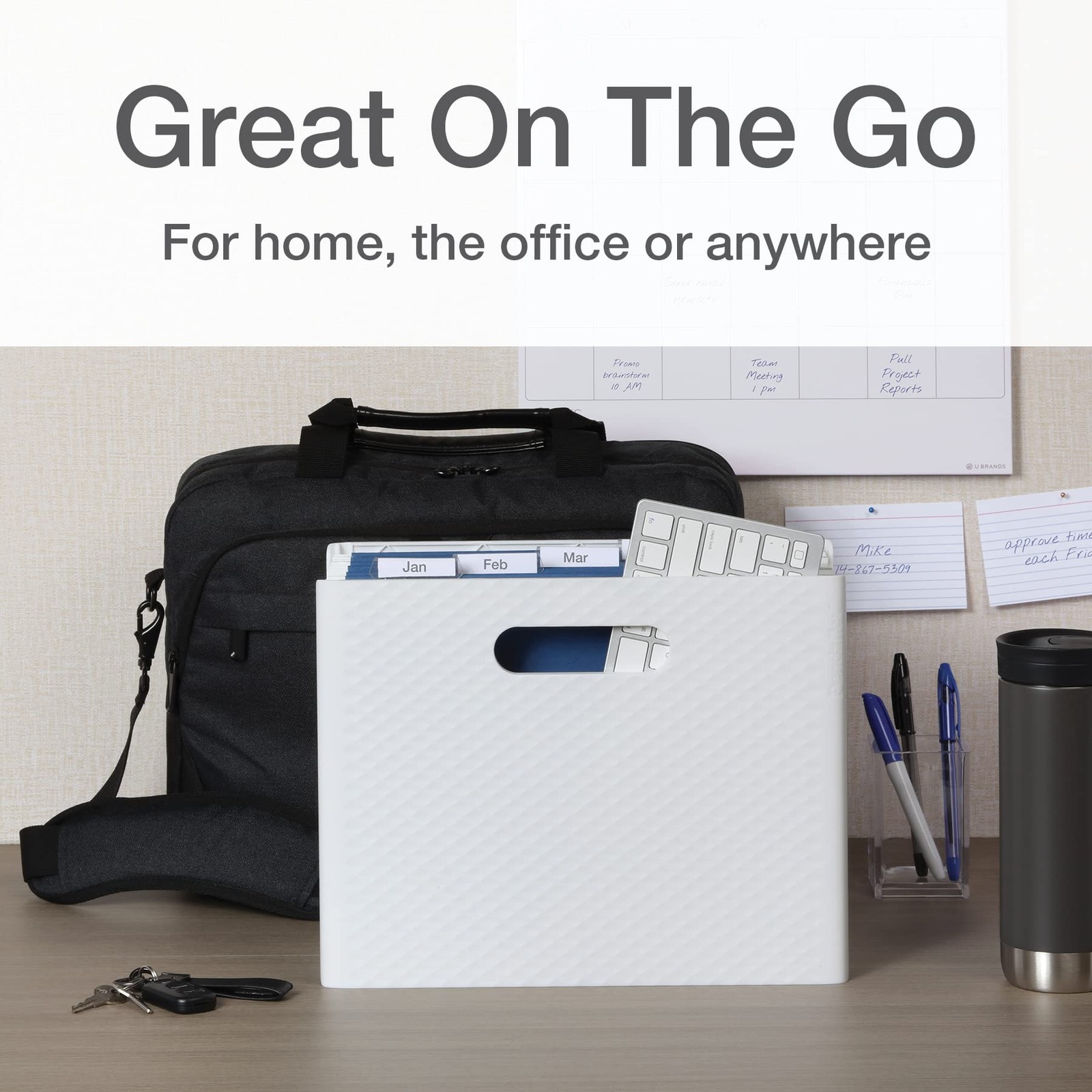 Pendaflex Mobile File Box with Handles, Easy 13″ W x 10″ H x 6.5″ D, White