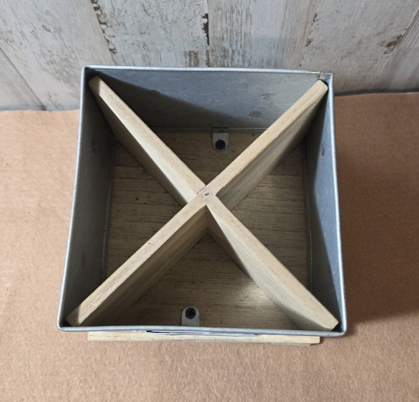 Rae Dunn Natural Wood & Galvanized Metal Turntable Desk Organizer Farmhouse