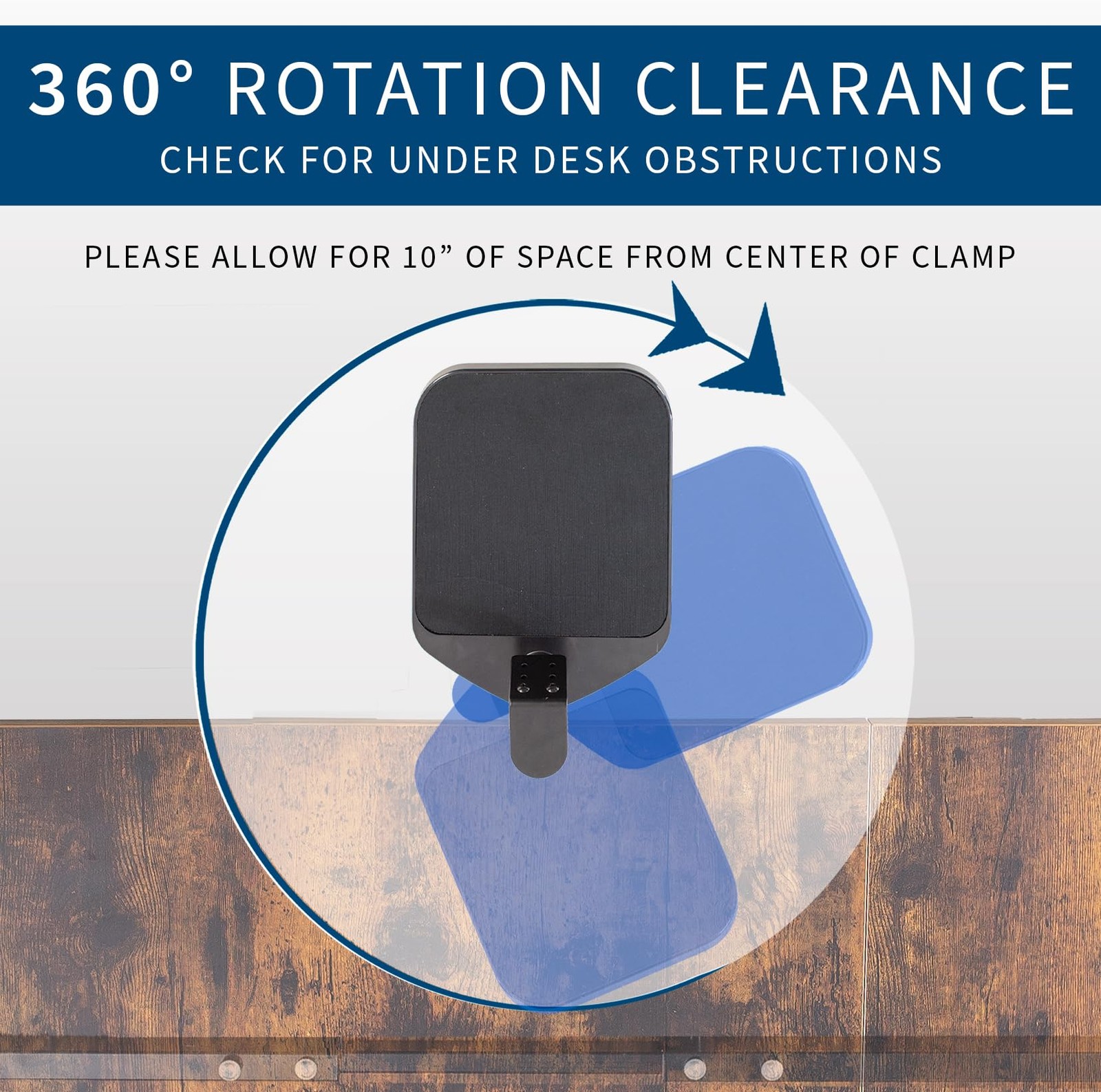 VIVO Clamp-on Mouse Pad Holder Platform, Adjustable 9.8L x 7.7W inches, Black