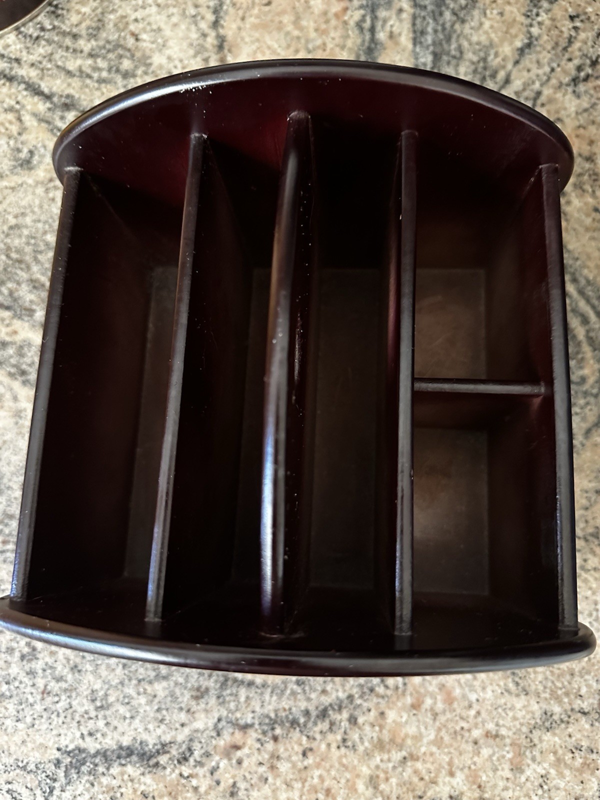 Wooden Desk Top Caddy Compact Space Saver 5 Sections Multi Functional Swivels