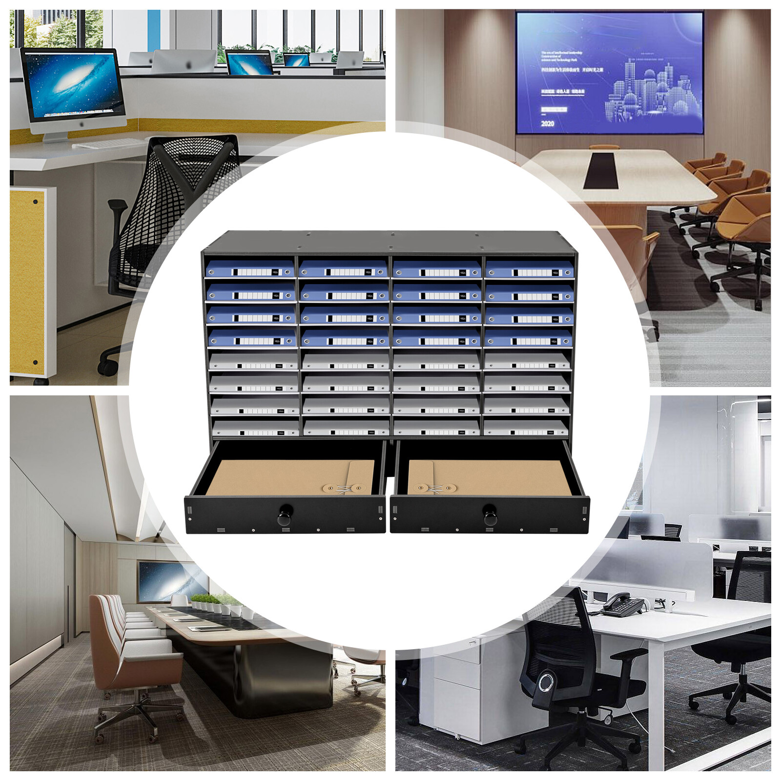 PVC 32 Slots Shelf Organizer Desk Accessories for Folders File Mail Sorter Rack