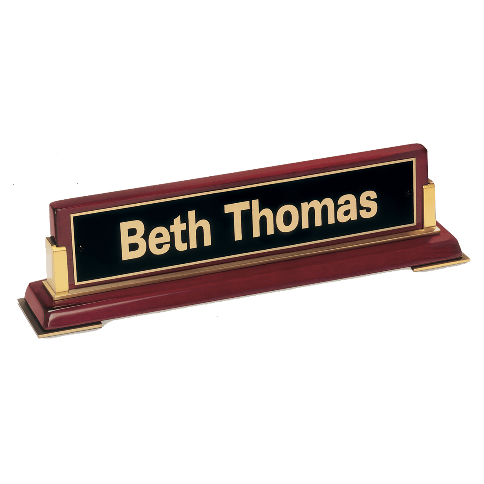 Rosewood Piano Finished Nameplate With Gold Metal Accents 10.5″
