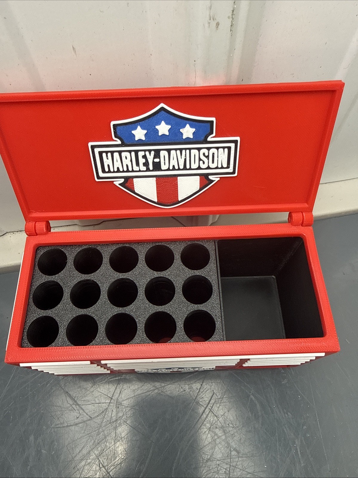 Harley Davidson Tool Box Pen Holder Garage Desk Organizer Man Cave Decor Gift