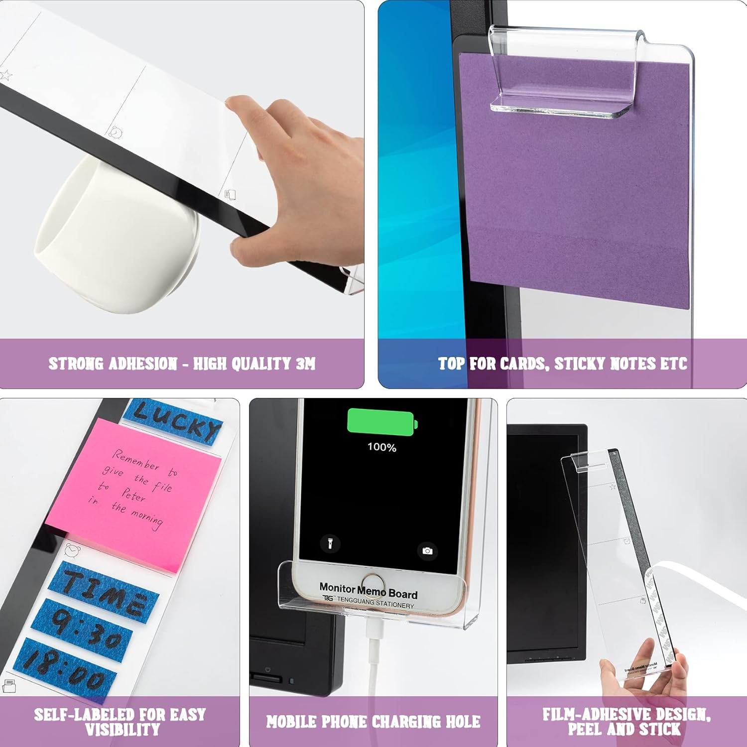 Office Desk Accessories 2Pcs Computer Monitor Memo Board Multifunction Message B