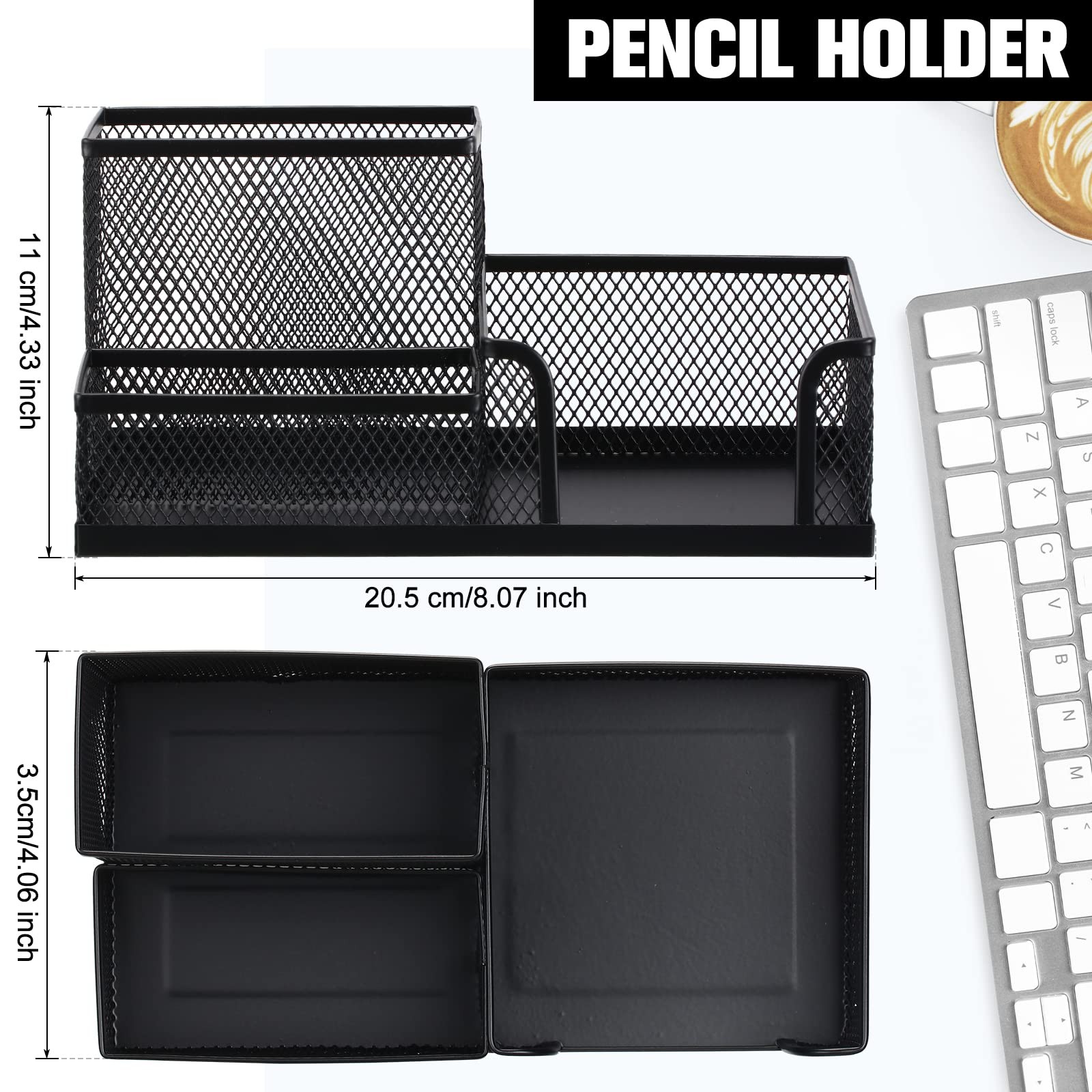 4 Pcs Mesh Desk Organizer 3 Compartments Mesh Pen Holder Sticky Notes Pencil …