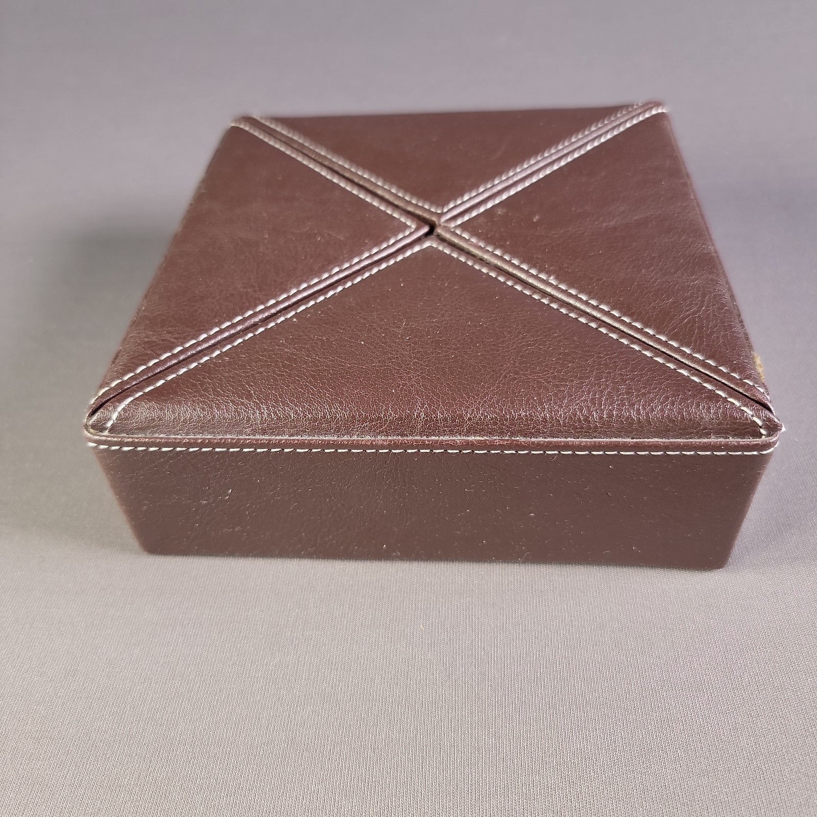 6‑Piece Leather Office Desk Organizer Set White Stitching Modern Office set