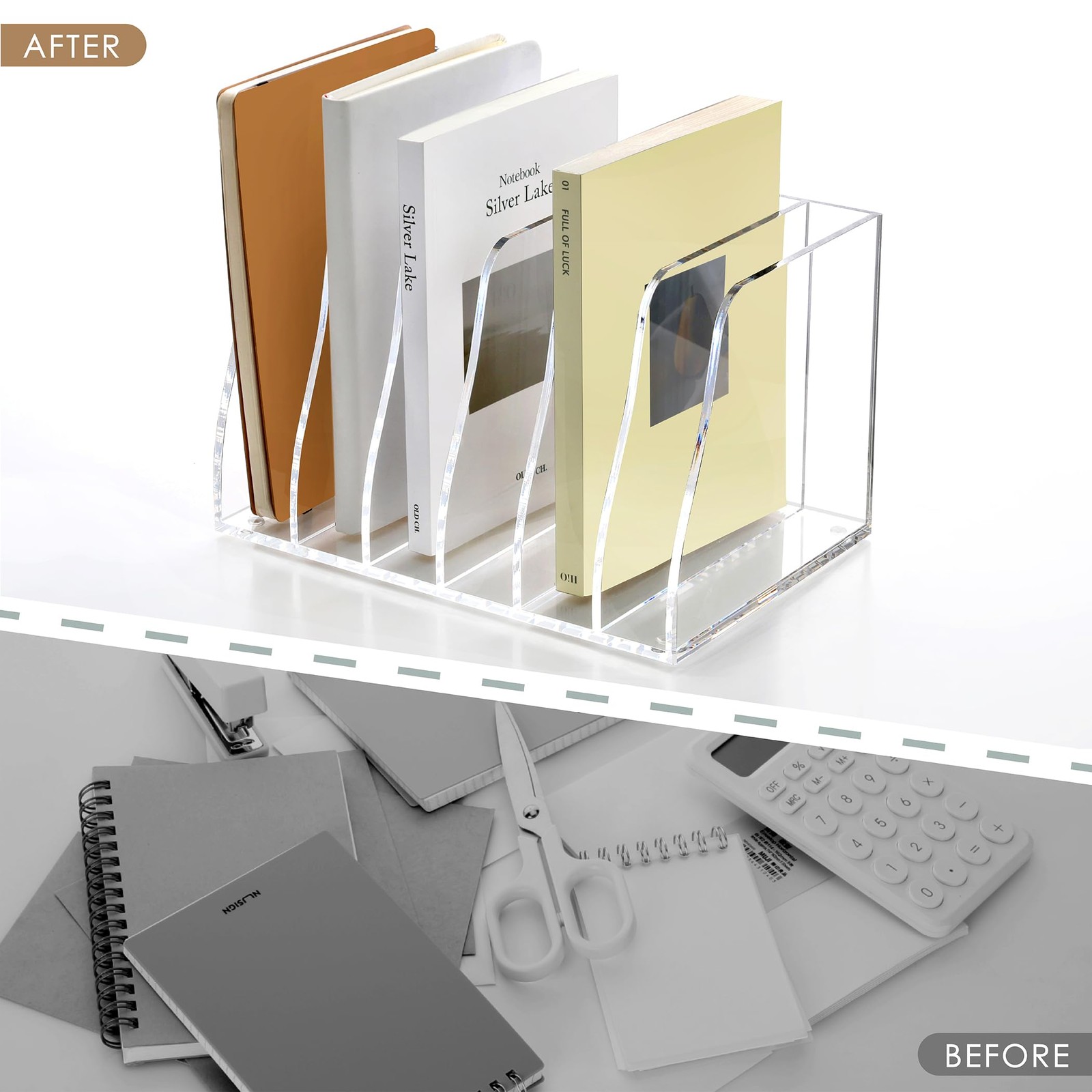 SANRUI Acrylic Magazine File Holder, 6 10.43 x 6.89 x 6.29 inches, Clear
