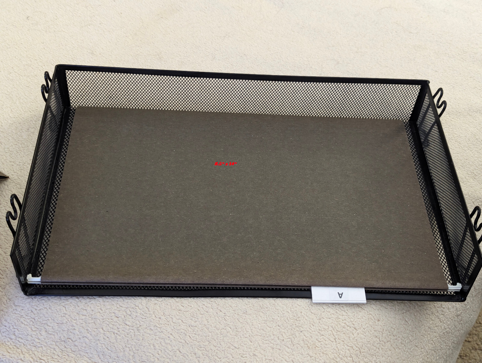 8.5 x 14 inch Black Metal Tray for Hanging File Folders or Paperwork