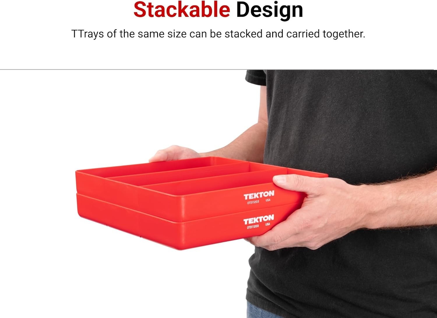 Efficient Black 3-Compartment Organizer Tray – Lightweight & Stackable Design