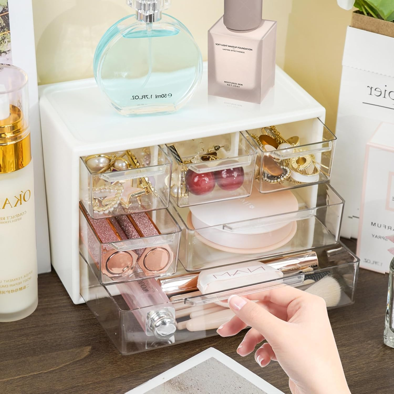 Mini Desk Storage Organizer with 6 Drawers, Stackable Desktop Craft Drawer Cabi