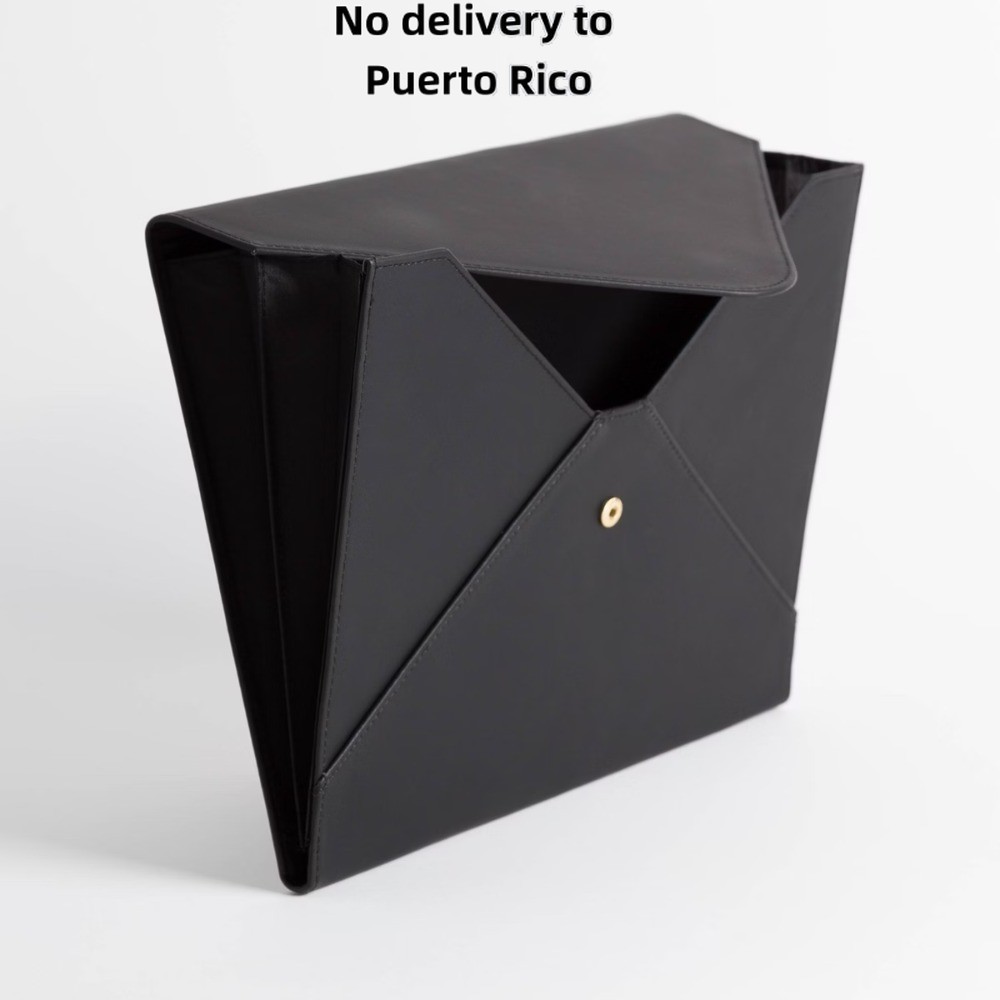 Fast delivery-Vegan Leather Document Holder, Black, 2 Compartments, 10x13x0.7″