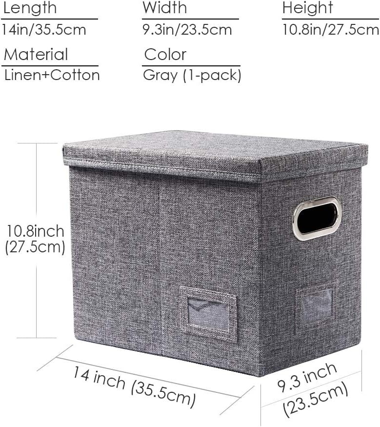 PRANDOM File Organizer Box – Set of 1 (1-pack) without folders, Grey
