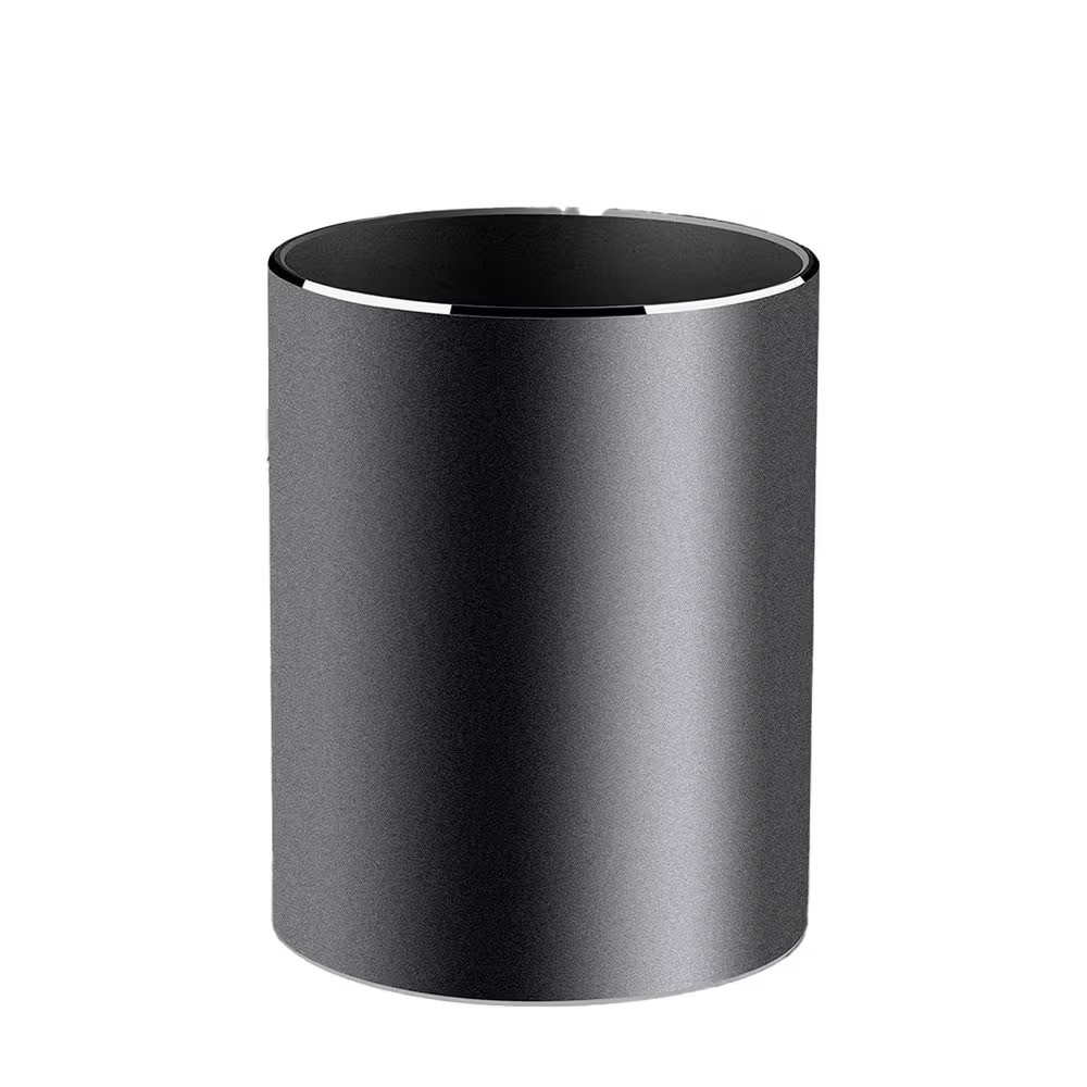 Metal Pen Holder Aluminum Pencil Cup Black round Desktop Organizer for Office Sc