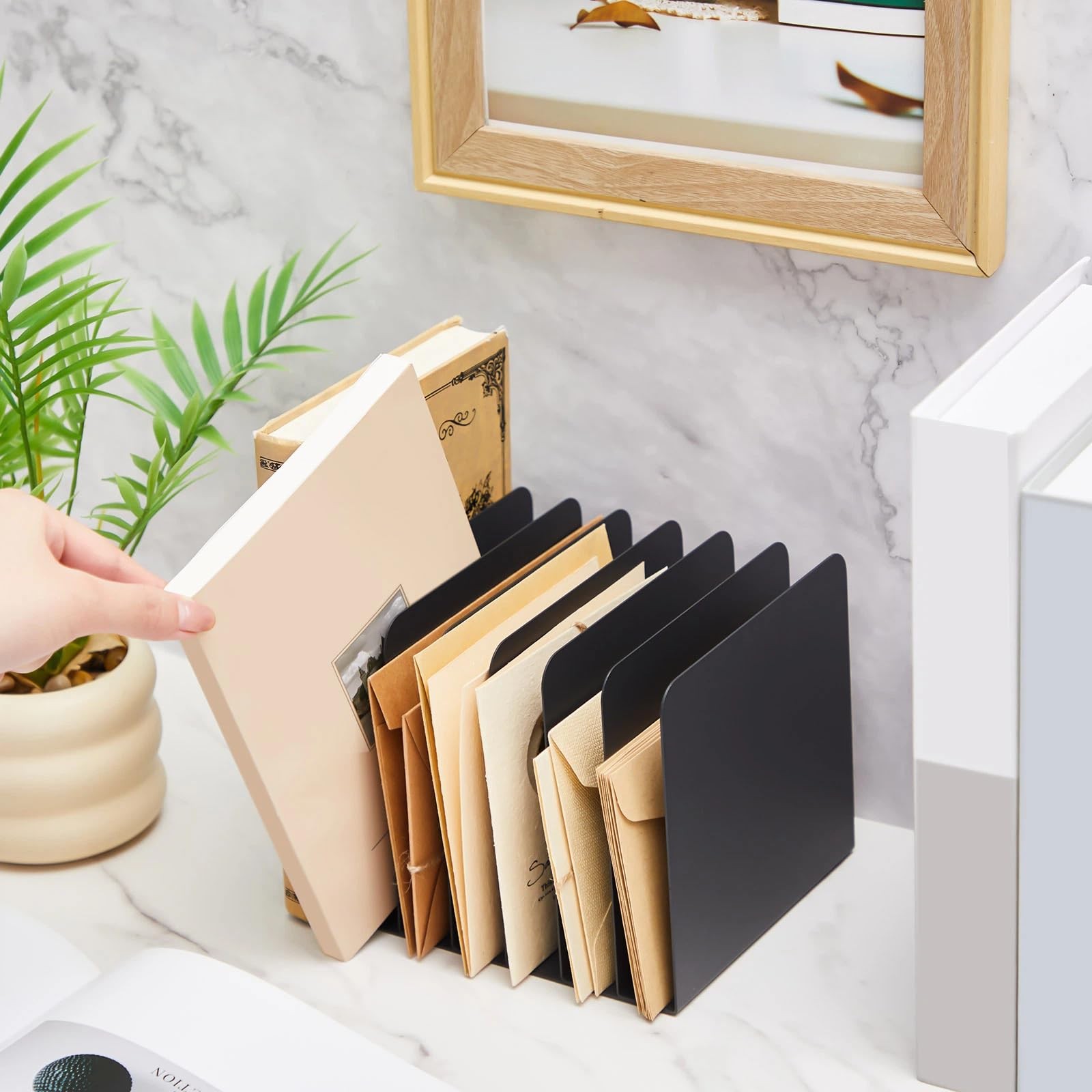 Suzile 2 Pcs Vertical Metal Desk File 7.09 x 5.79 x 5.41 inches, Black