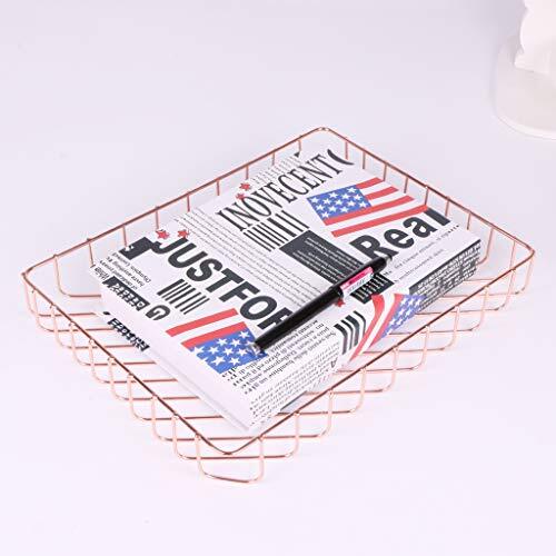 Rose Gold File Tray Wire Iron Elegant Letter Size Desk Documents Tray