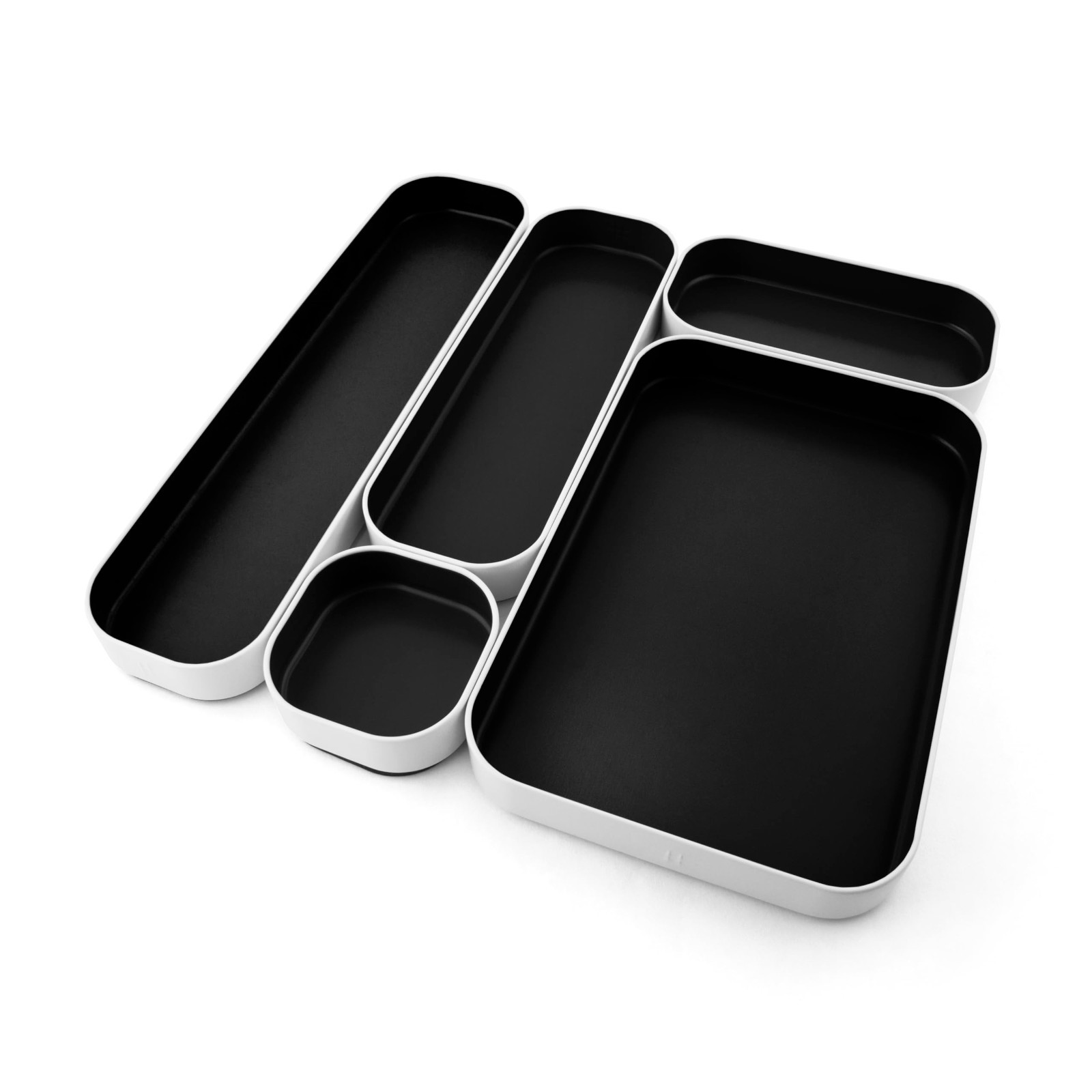 5-Piece Metal Organizer Tray Set for Makeup, Office Supplies, Kitchen Utensils –