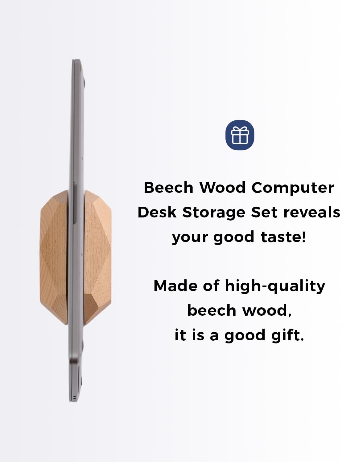 Nuvograin Adjustable Vertical Laptop Stand, MacBook Holder Wood 1 slot beech