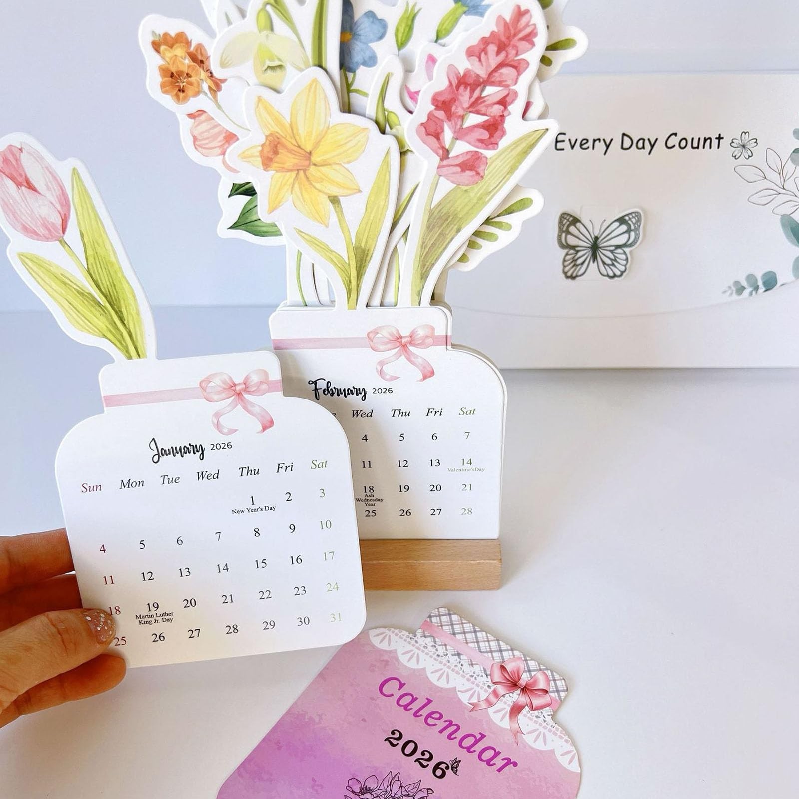 floral desk calendar 2026,floral calendar,Small Desk Calendar,Mini 1PC