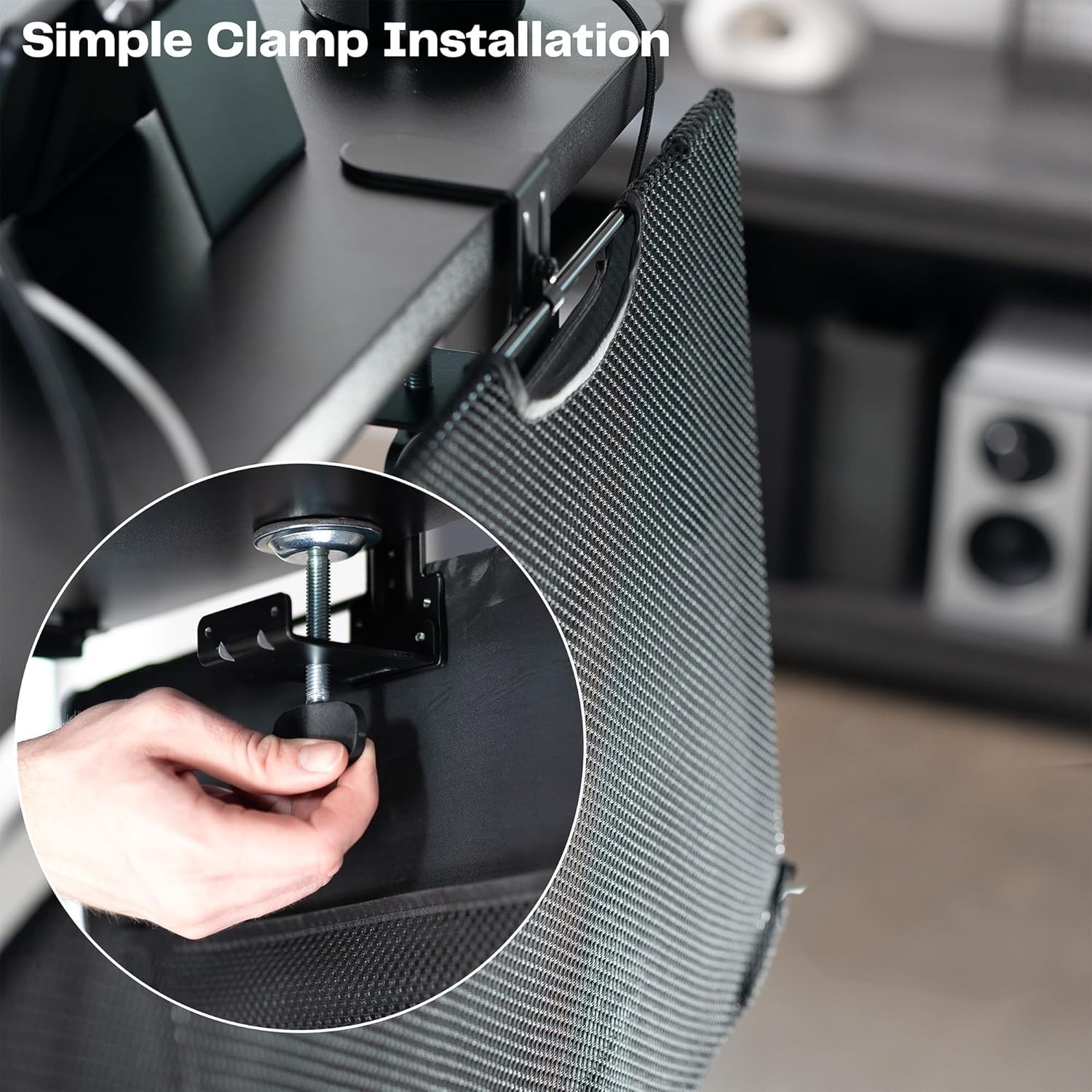 VIVO Clamp-on Privacy Cable Management Organizer Sleeve – 60″L x 15″W – Black