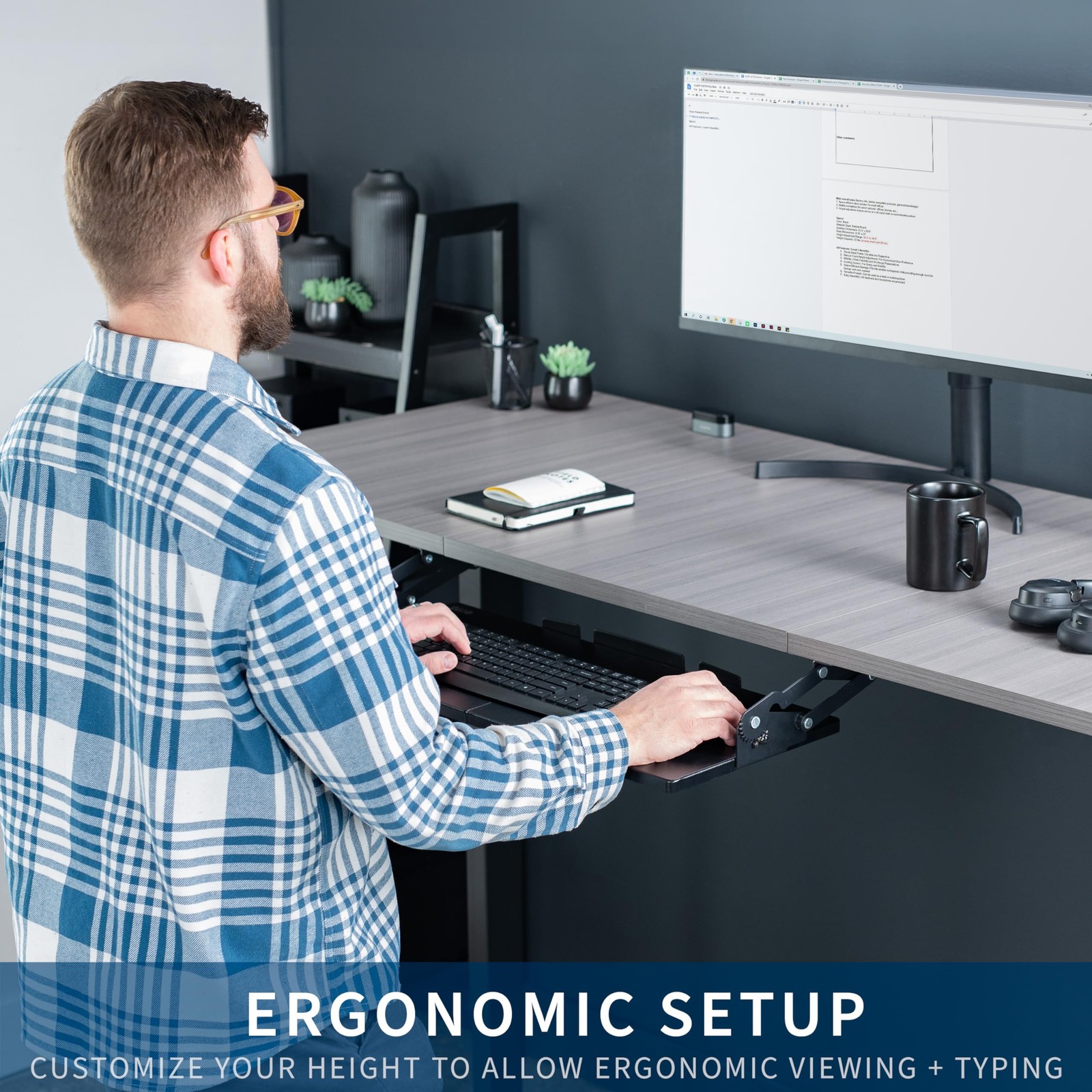 VIVO Large Under Desk 27 x 11 inch Computer Keyboard and Mouse 27 inch, Black