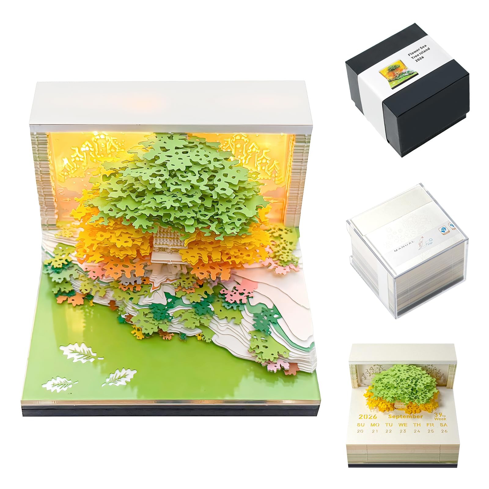 3D Time Piece Calendar 2026 Notes Desk Artropad Art Standard, Green