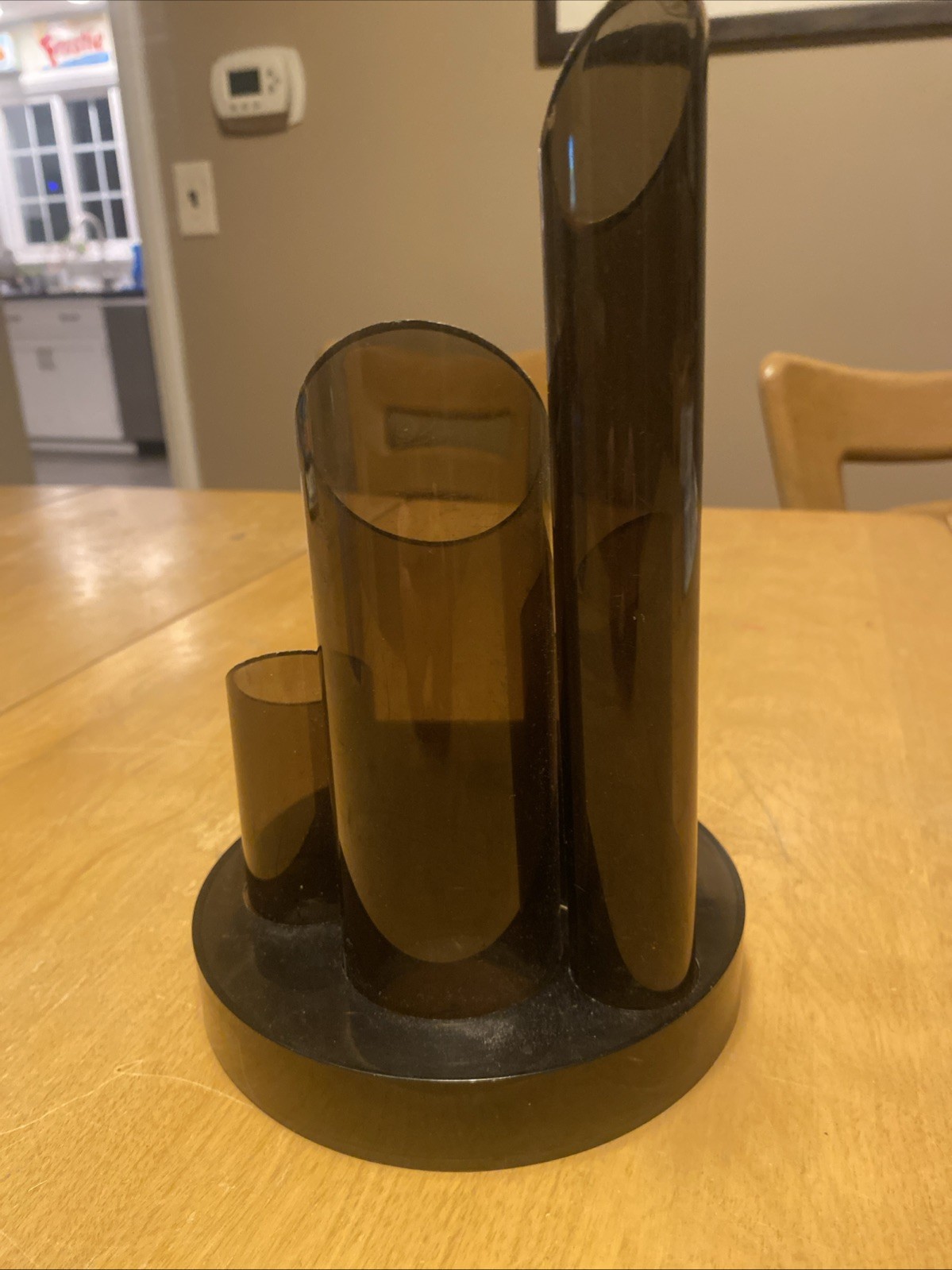 Vintage 1970s Atomic Office Desk Organizer Smoke Gray Plastic Tubes MCM Retro