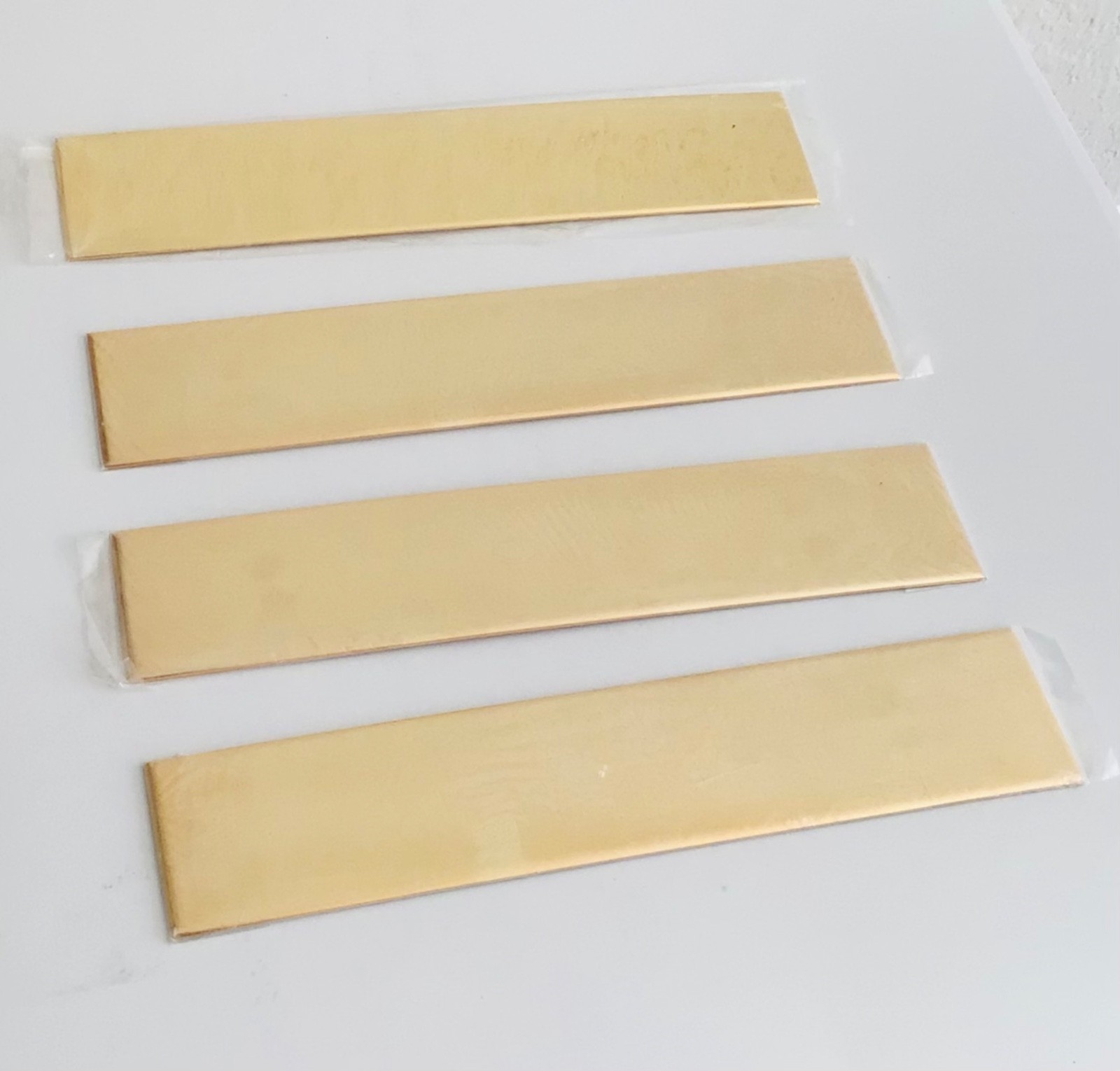 4 Pieces-8.5” X 1.5” Engraving Blank Name Plate For Name Holder Gold Tone Brass