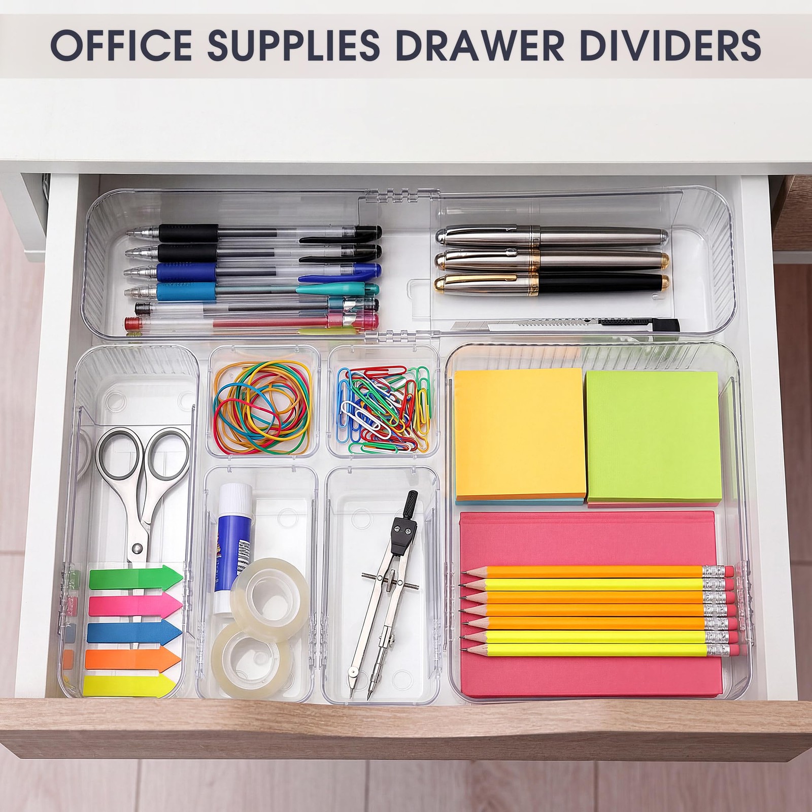 Aneco 20 Pieces Extendable Clear Drawer Organizer Adjustable Vanity