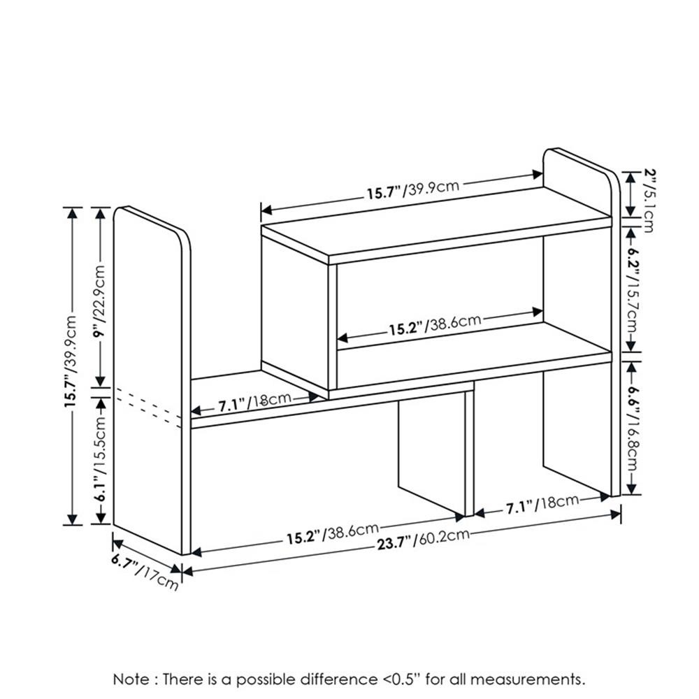 Pemberly Row Classic Desk Top Organizer Bookshelf in Espresso