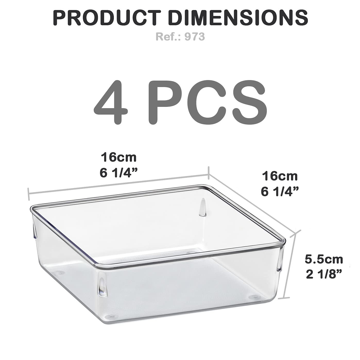 Acrimet Drawer Organizer Modular, Box Tray Storage Bins for Grande, Crystal