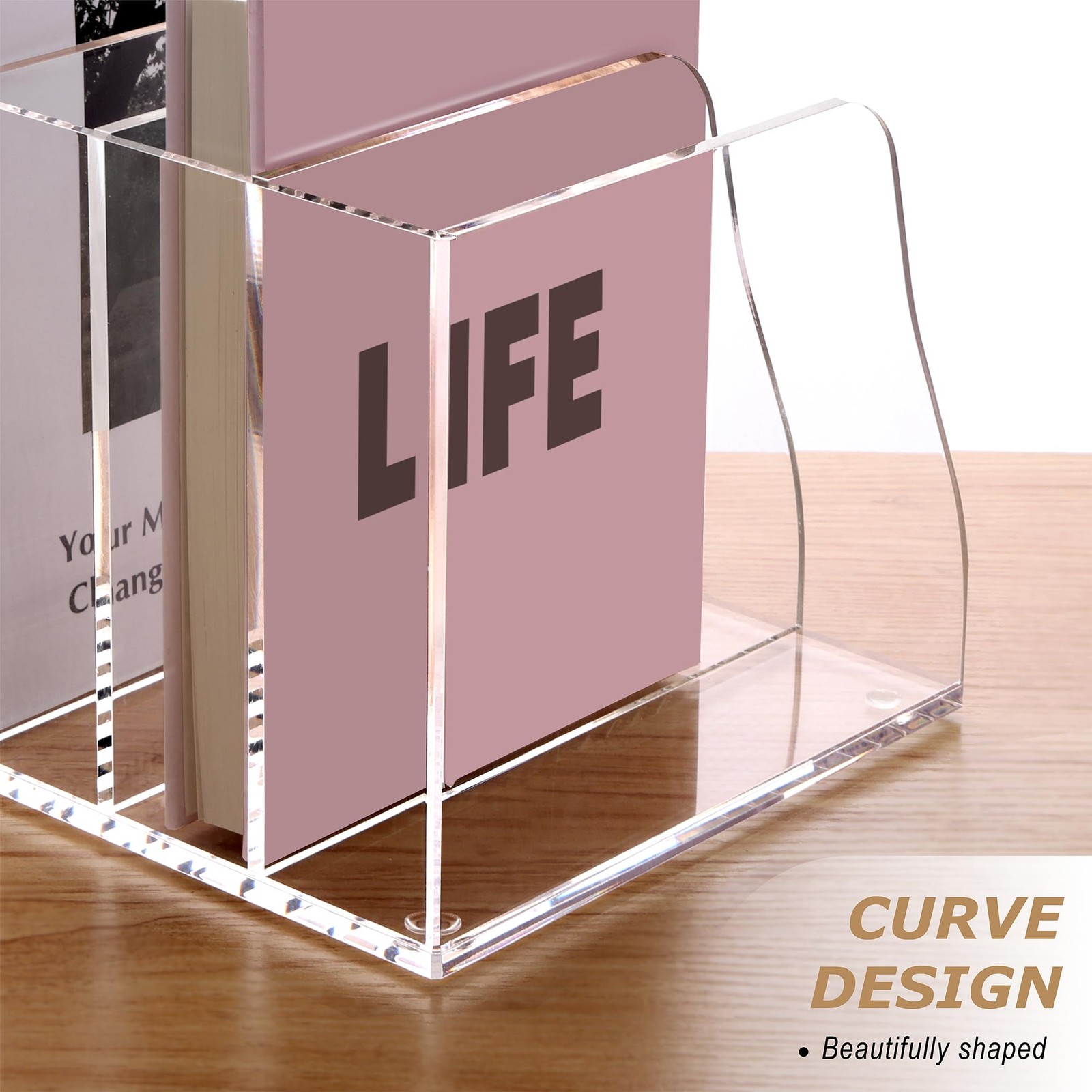 SANRUI Acrylic Magazine File Holder, 6 10.43 x 6.89 x 6.29 inches, Clear