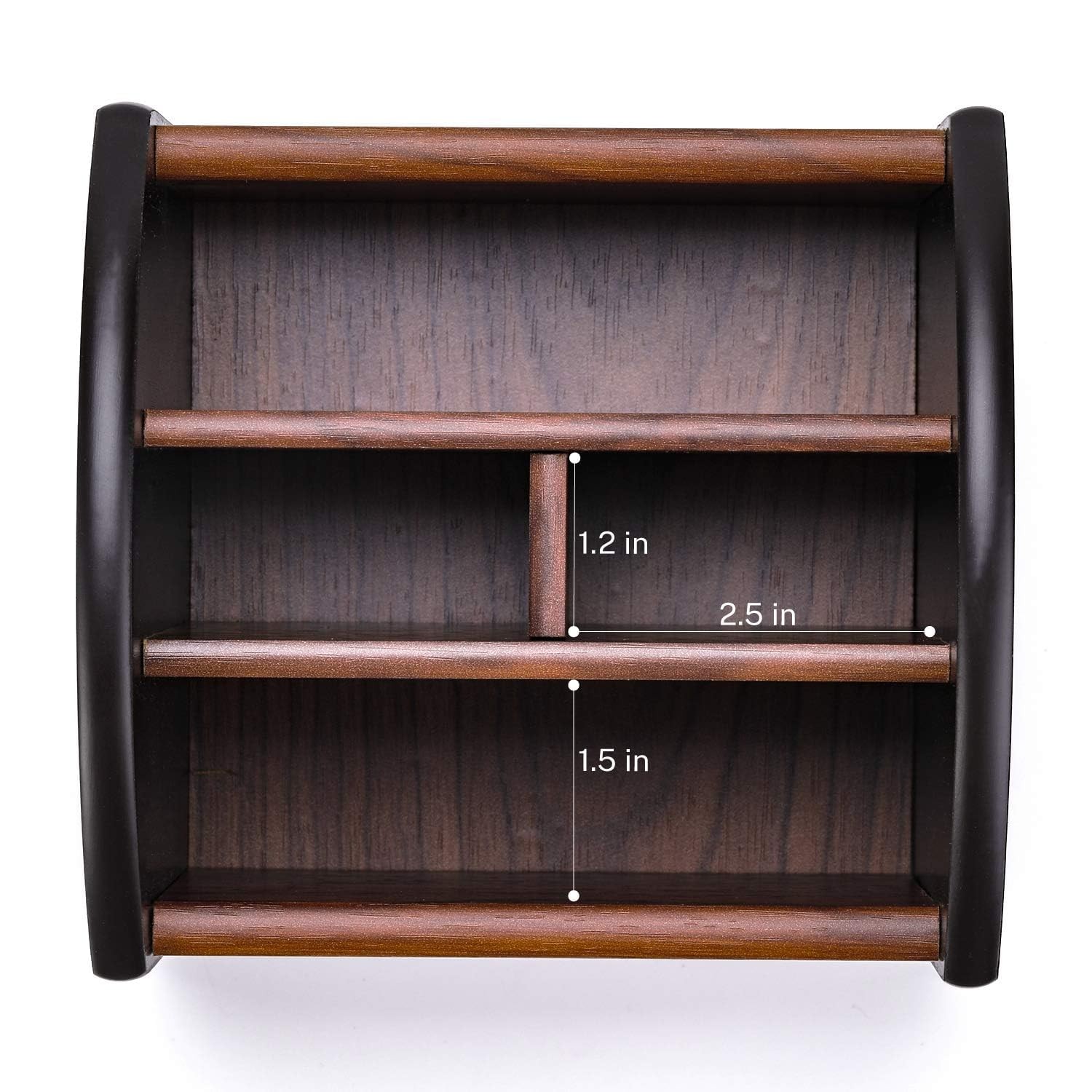 6 Compartment Wooden Desk Organizer Revolving Wood Desktop Organizer Caddy