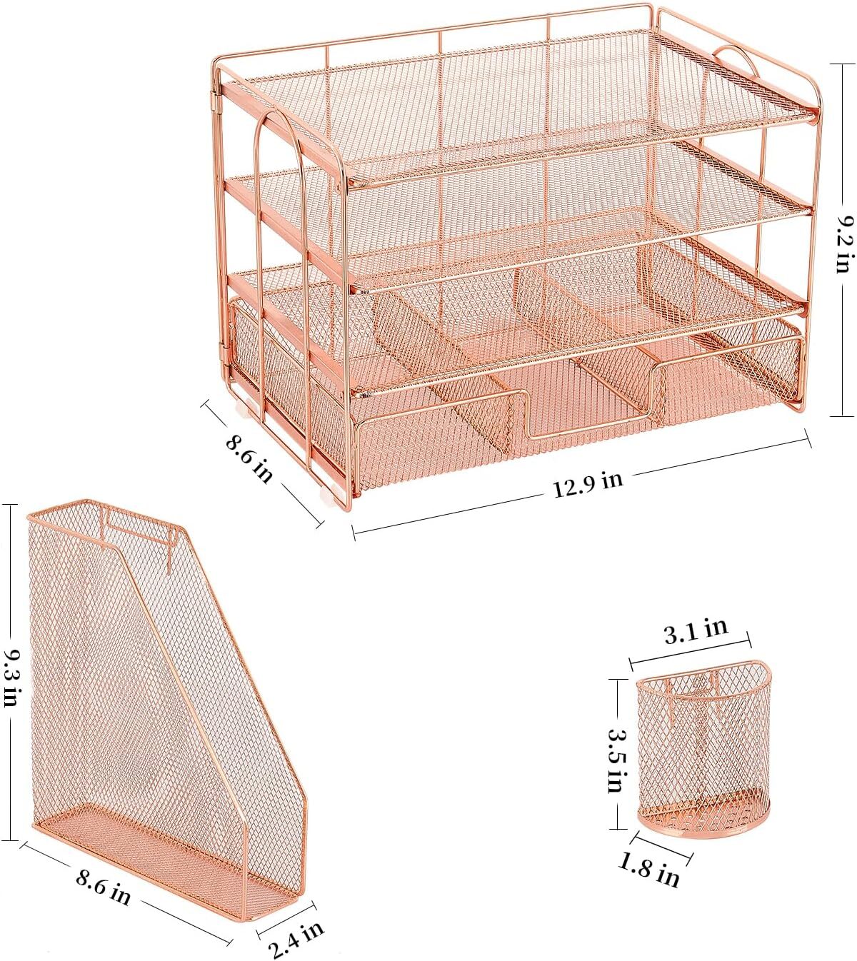 Letter Tray Organizer, 4 Tier Desktop Accessory and Workspace Desktop Organizer