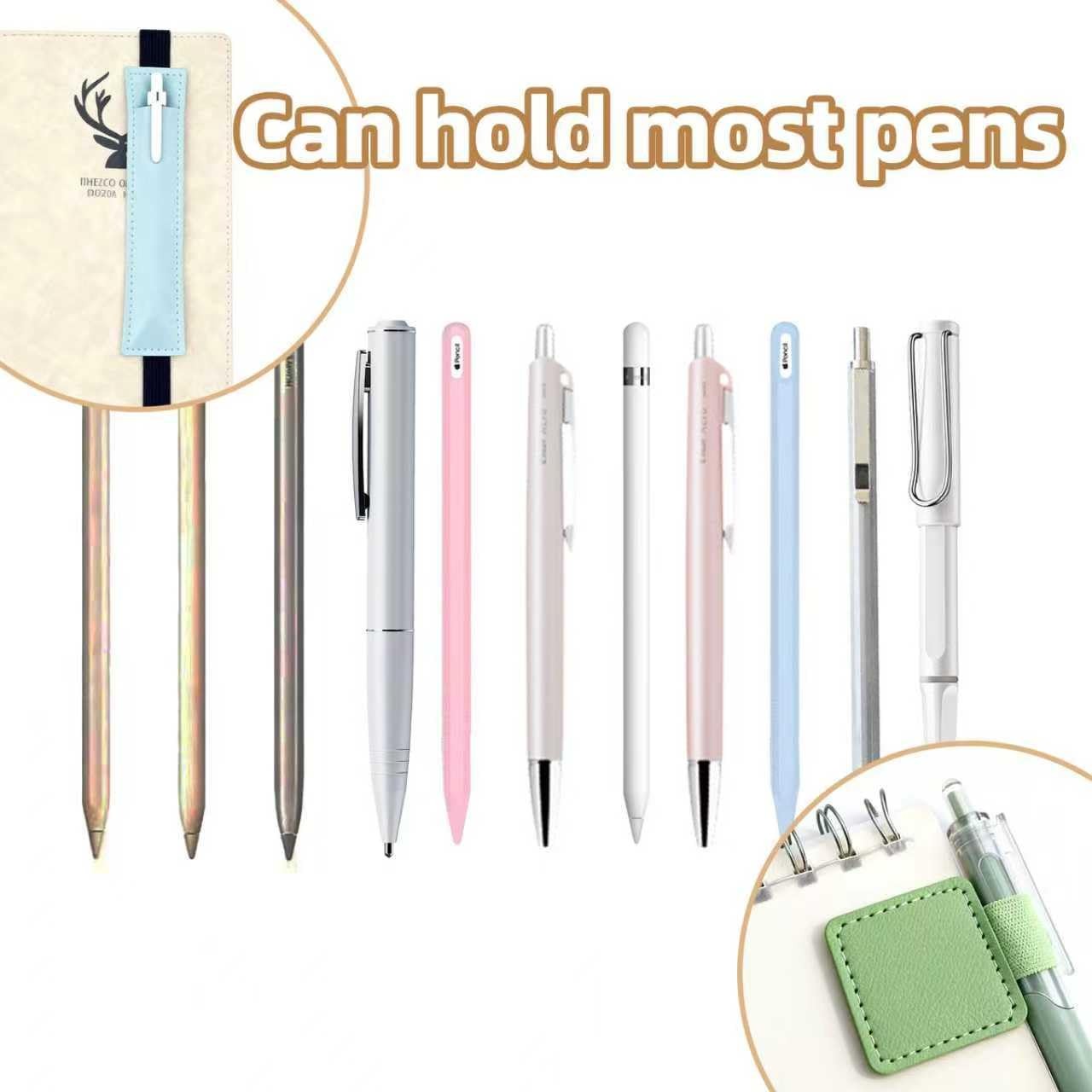 8 Pcs pen holder for notebook, include 2 Pack Adjustable Elastic Band Pen