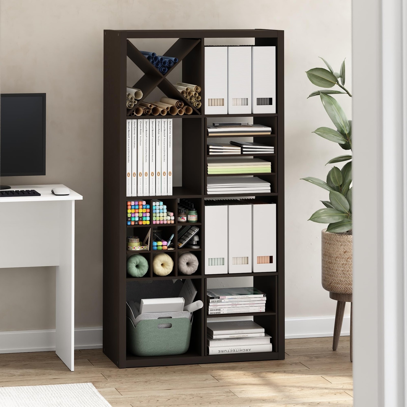Furinno Cubicle Cube Insert 9-Compartment Cube Organizer 13.3W X 13.4H Insert