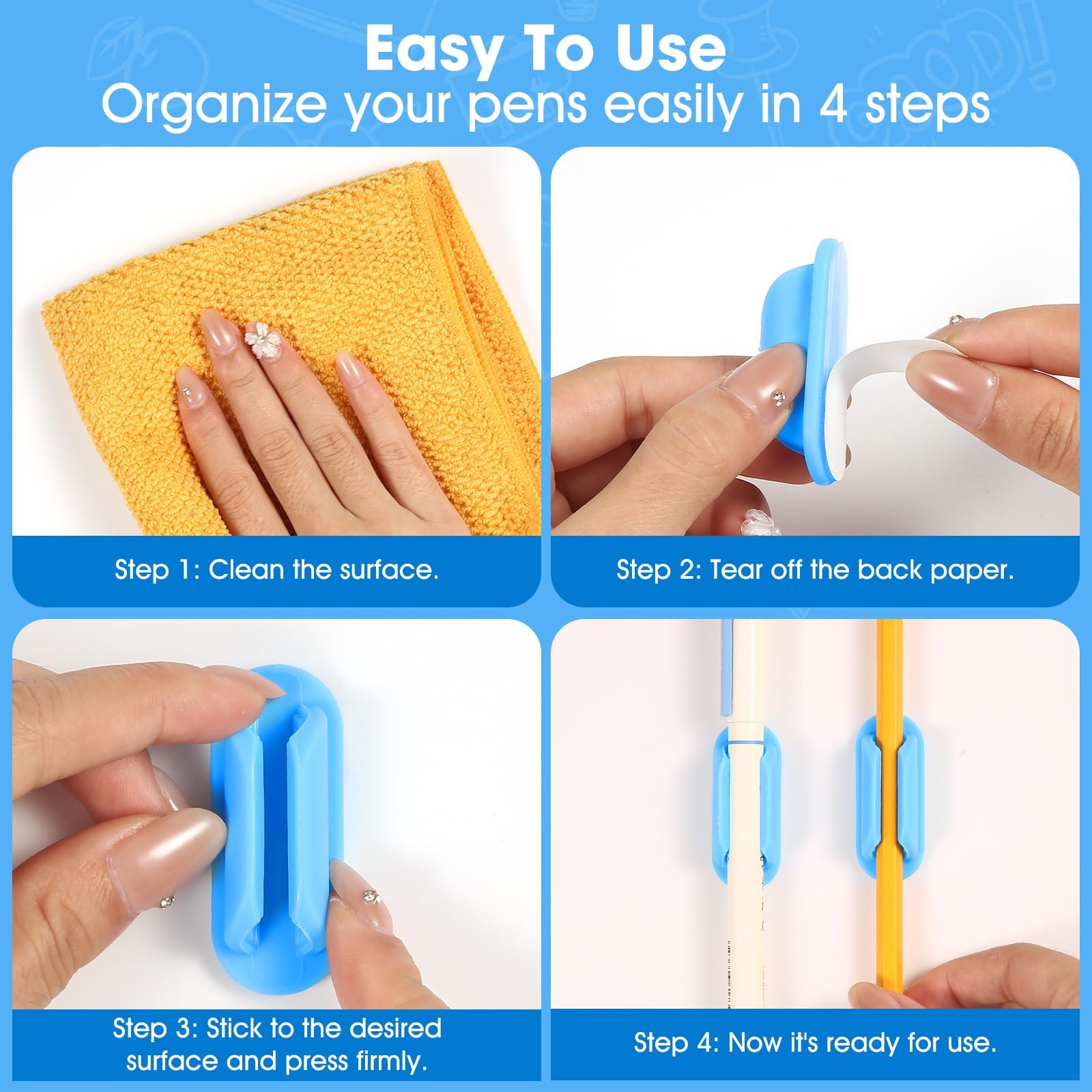 20 PCS Adhesive Pencil Holders, Silicone Marker Organizer for Desk, Notebook,…