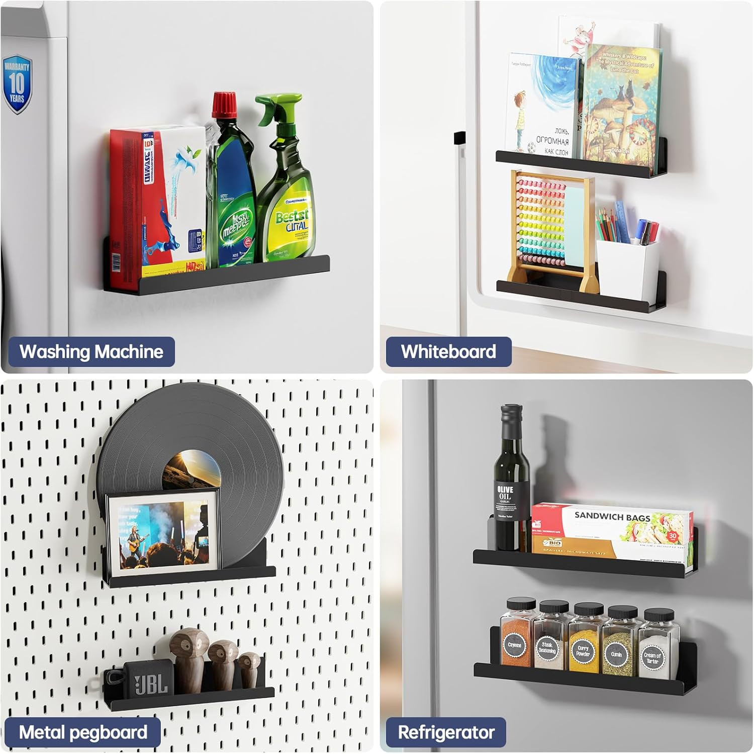 2 Pack Magnetic Book Shelf for Whiteboard, 12 Inch Reusable Acrylic Magnetic She