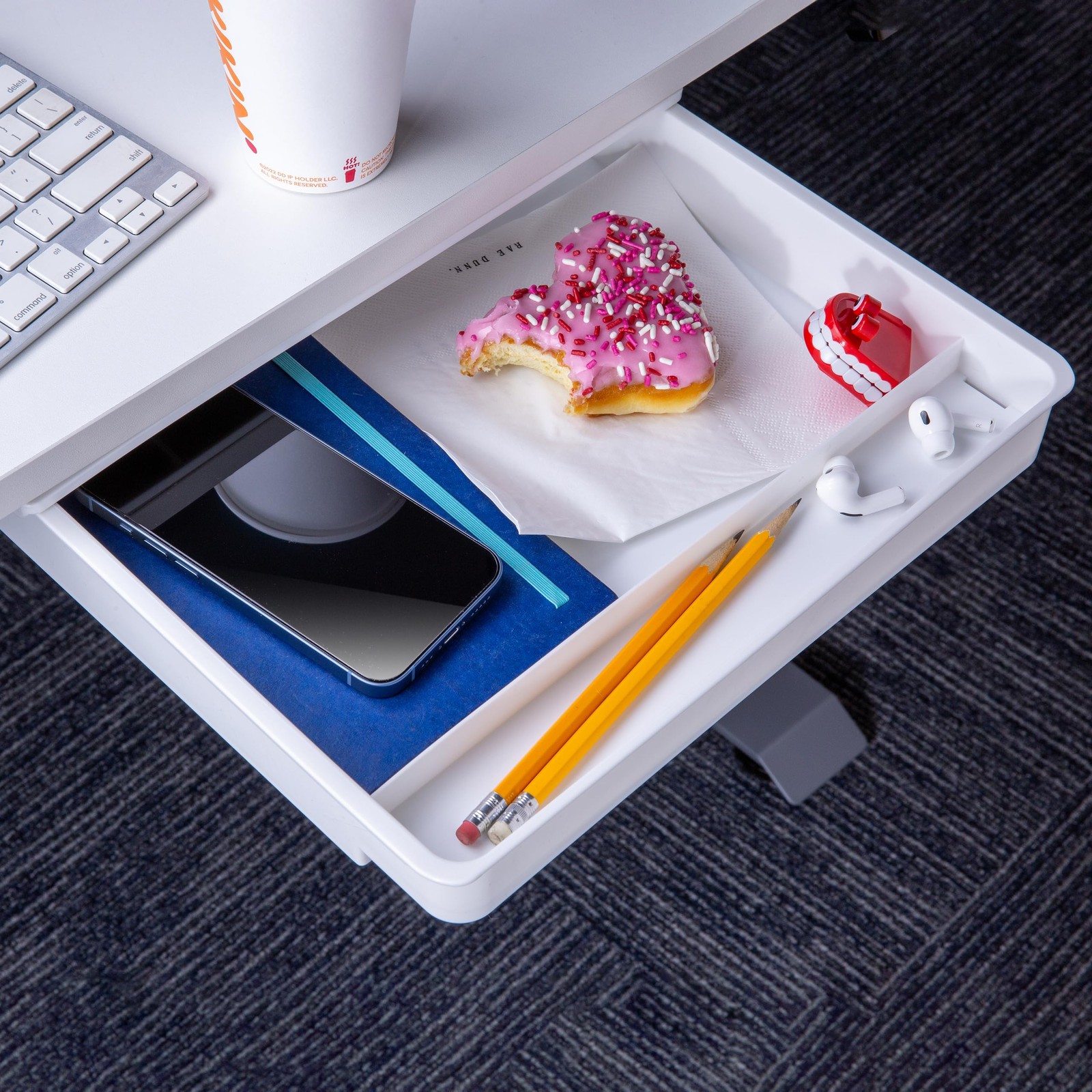 Large Self-Adhesive Under Desk Drawer, White, 12.5″ x 10.75″ x 1.875″ (22556)